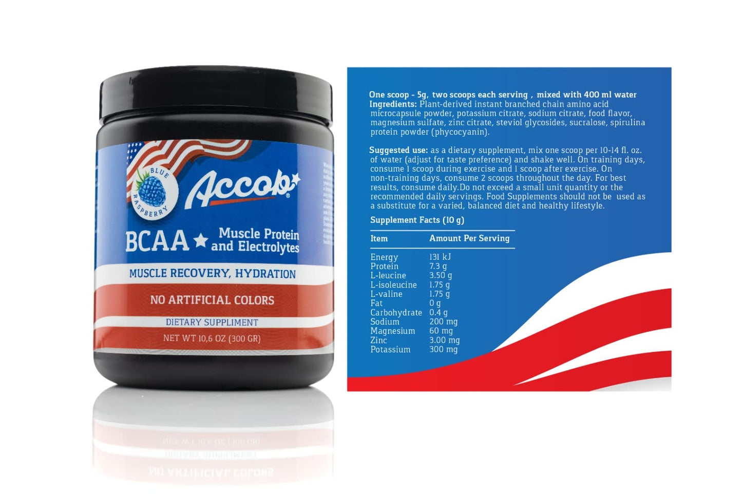 ACCOB BCAA Powder Blue Raspberry, 1 Ounce