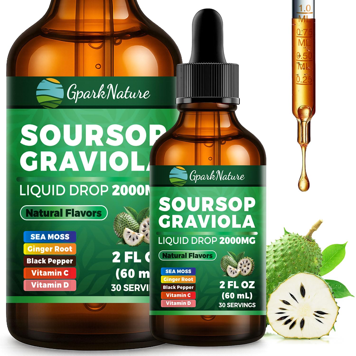 GparkNature Soursop Drops 2000mg Gummy 60 Count
