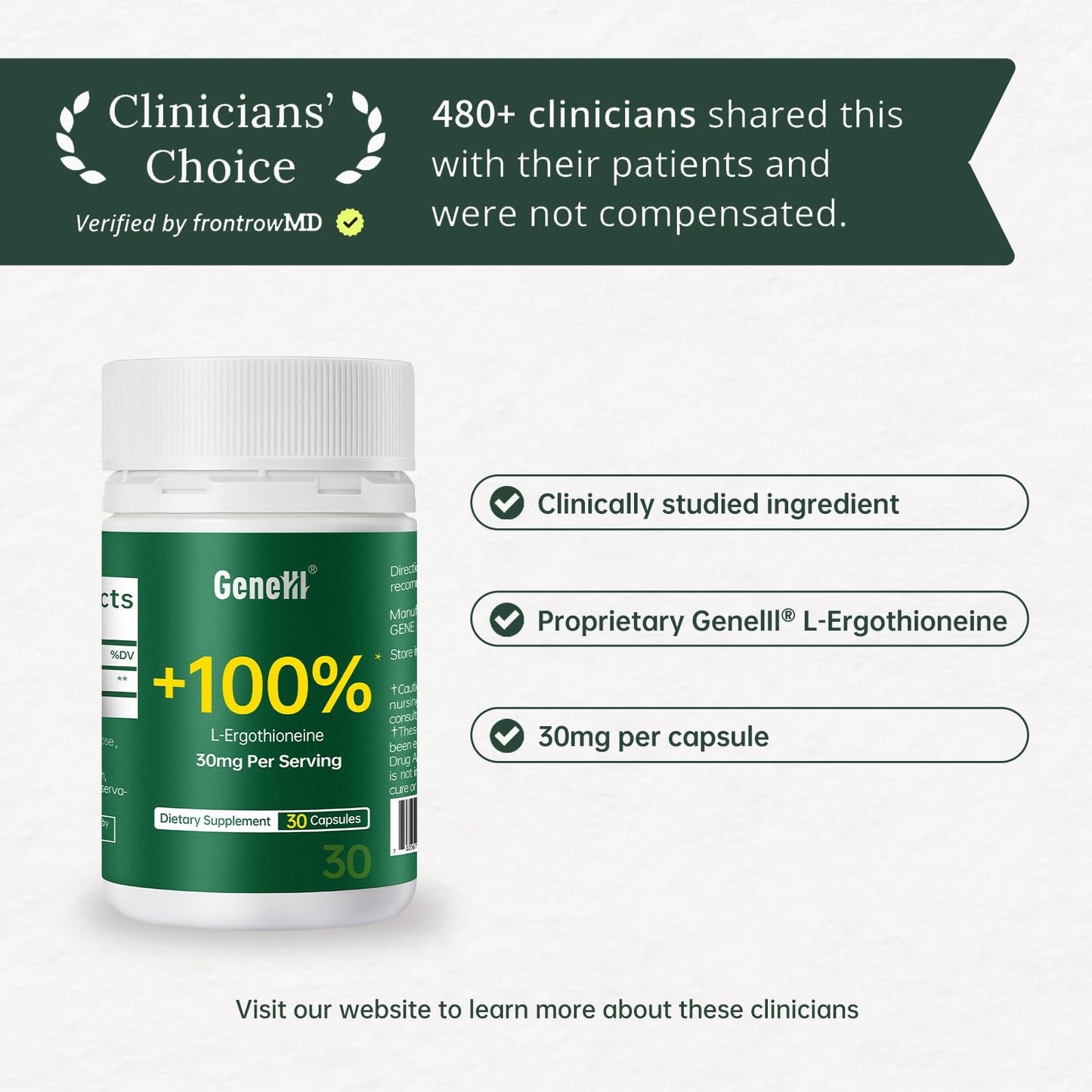 GENEIII L-Ergothioneine Supplement Capsule, 30 Capsules