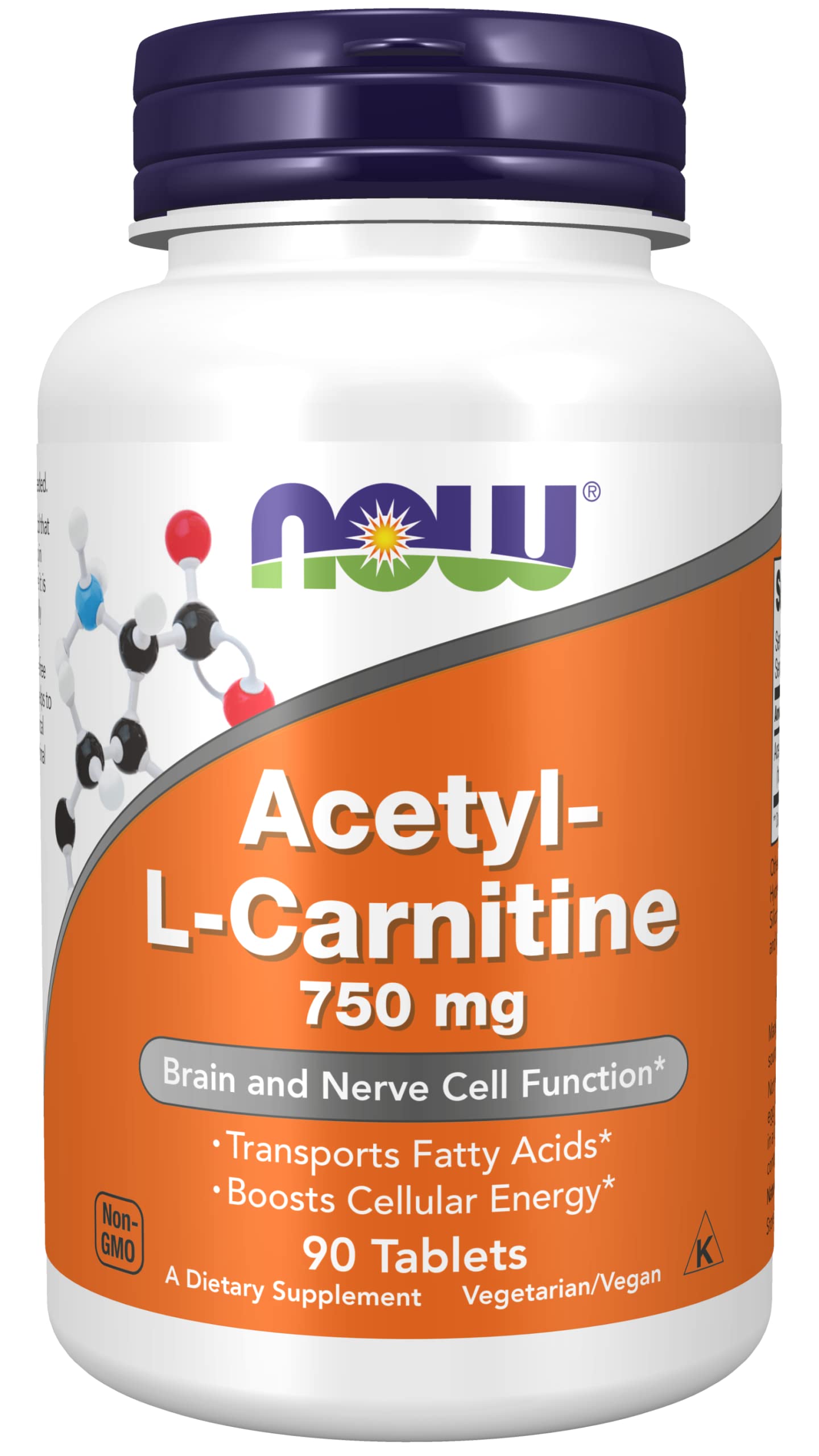 NOW Foods Acetyl-L-Carnitine 750 mg, 90 Capsules