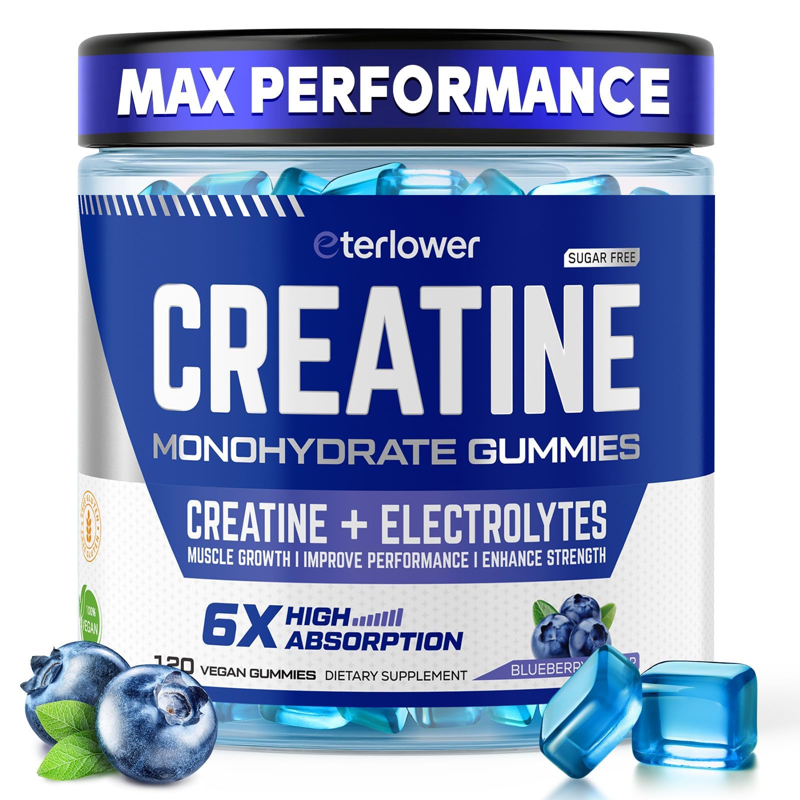eterlower Creatine Monohydrate Gummies 5g Chewable, 119 Count
