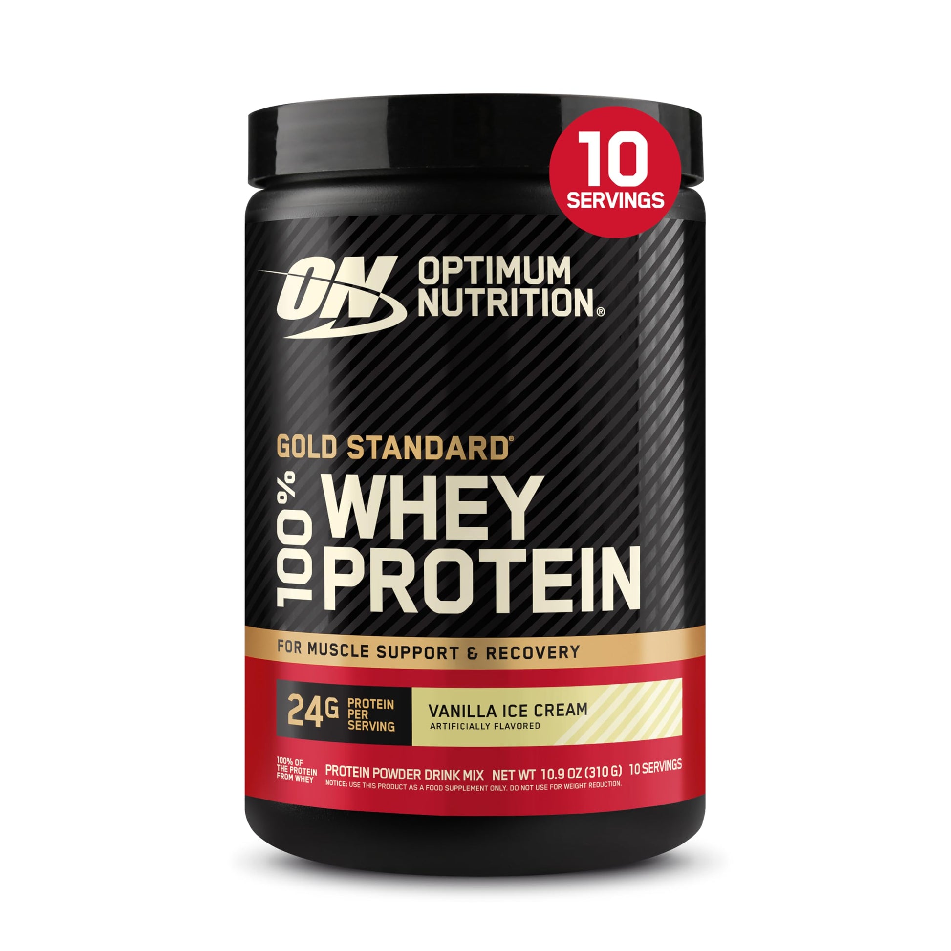 Optimum Nutrition Gold Standard 100% Whey Protein Powder Vanilla Ice Cream, 10.9 Ounce
