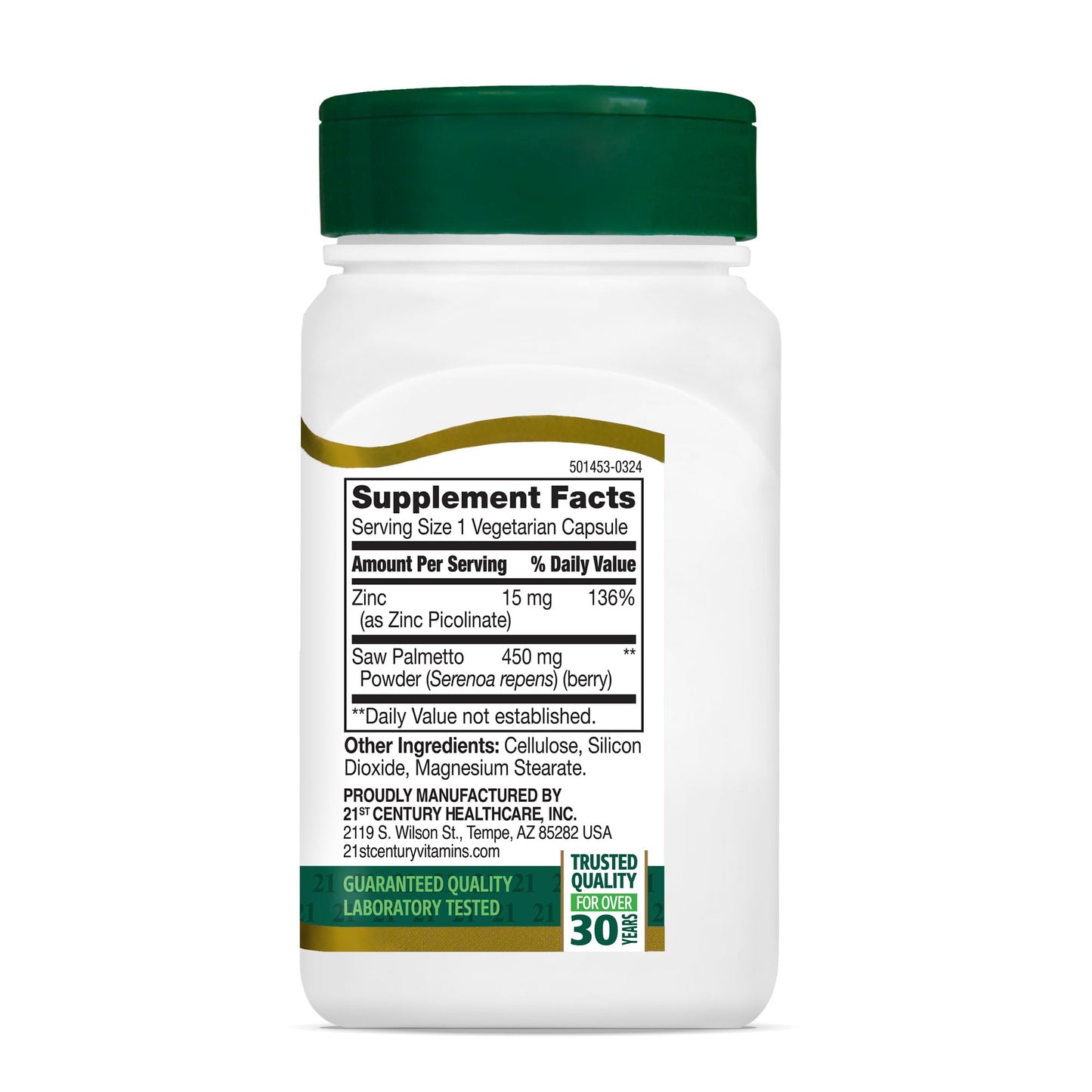 21st Century Saw Palmetto 450mg Veg Capsules 60 Count