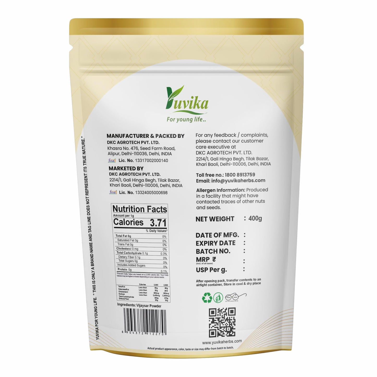 Yuvika Vijaysar Powder, 400 Gram