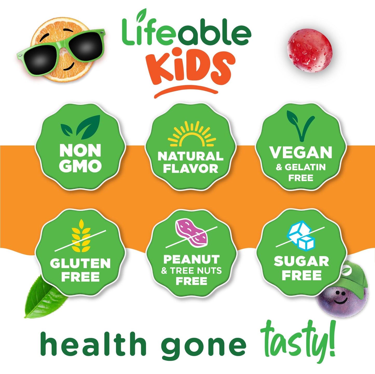 Lifeable Sugar Free Elderberry Gummies for Kids with Vitamin C and Zinc, 60 Gummies