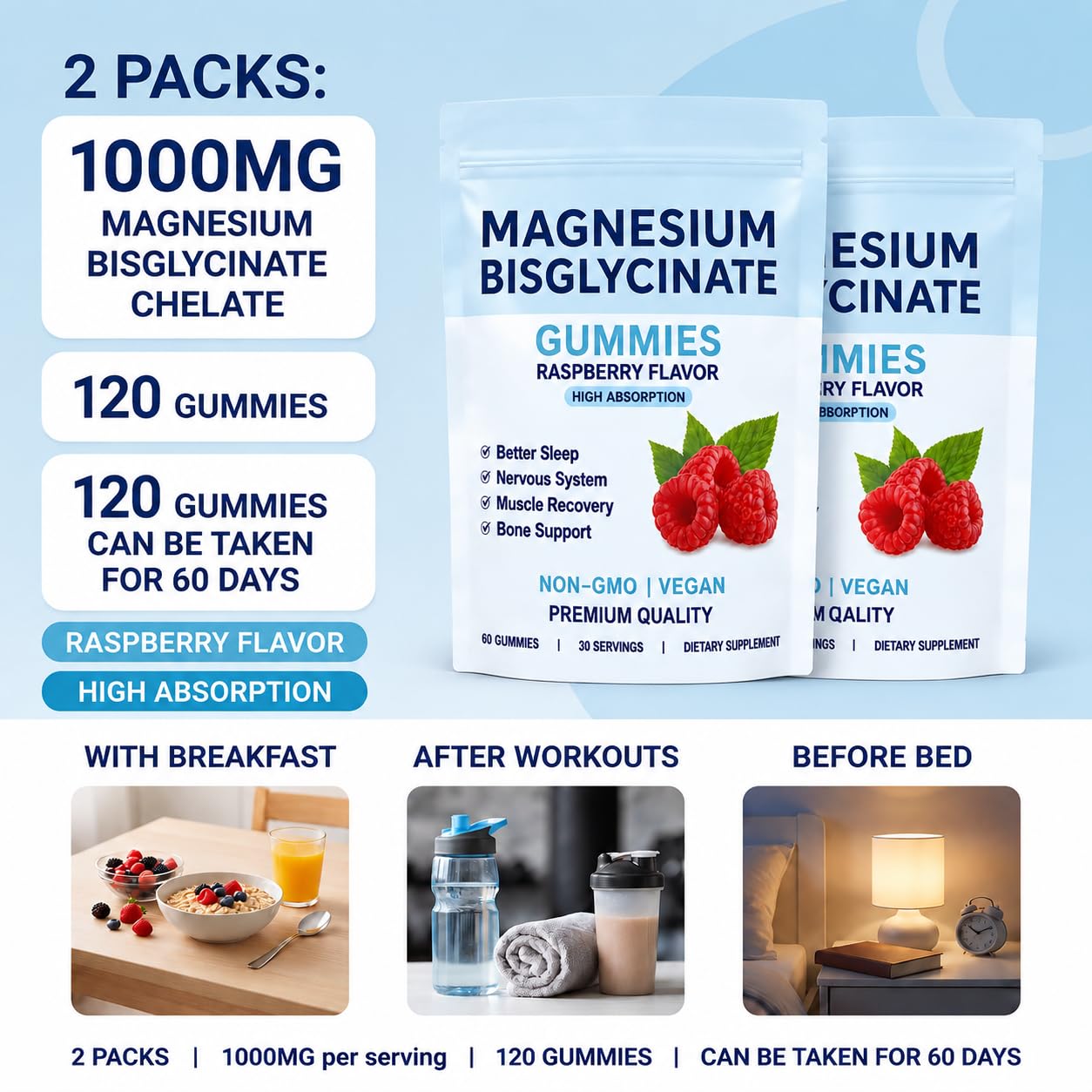 JUMUR Magnesium Glycinate Gummies 500mg 120 Count