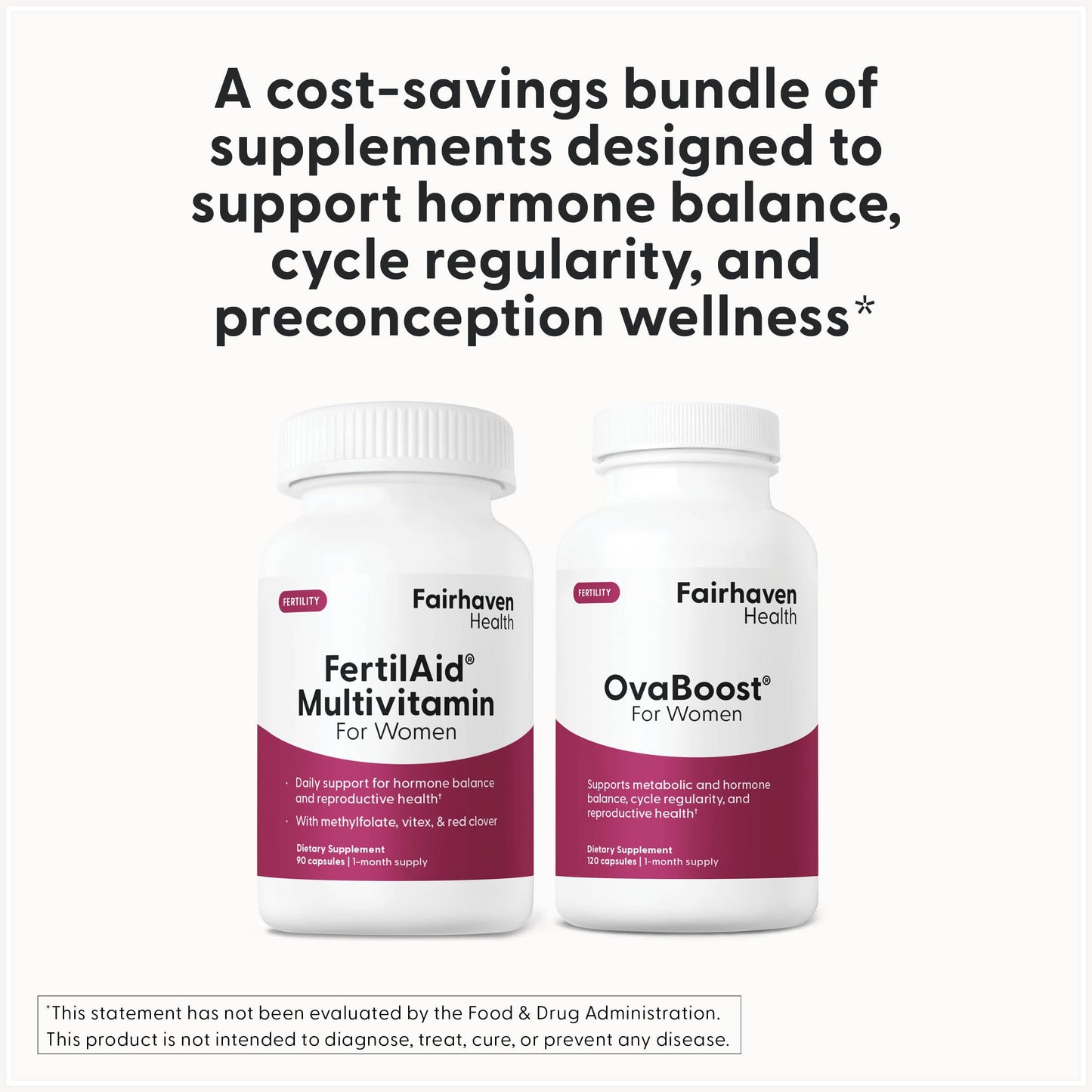 Fairhaven Health FertilAid for Women & Ovaboost Combo Capsule, 1 Count