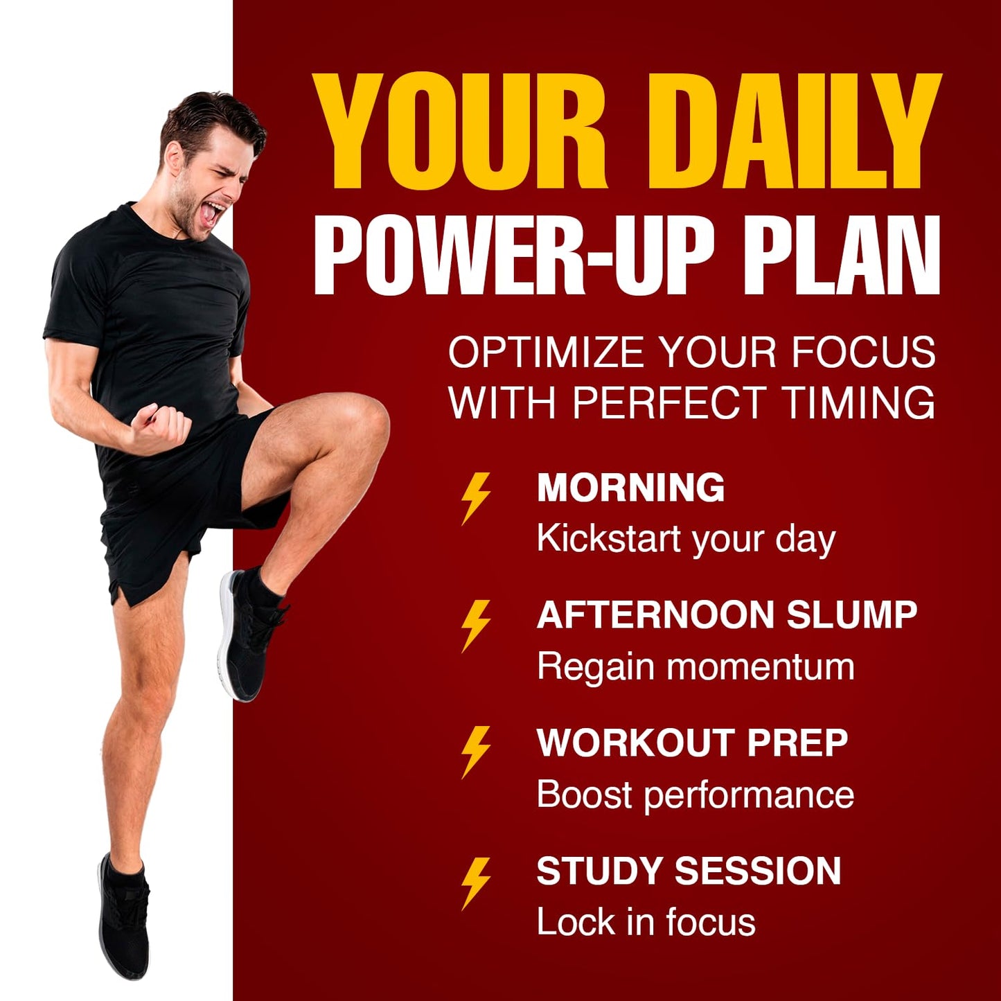 Power Boom Vitamins Focus & Energy – Brain & Mental Performance Supplement Capsules, 60 Count