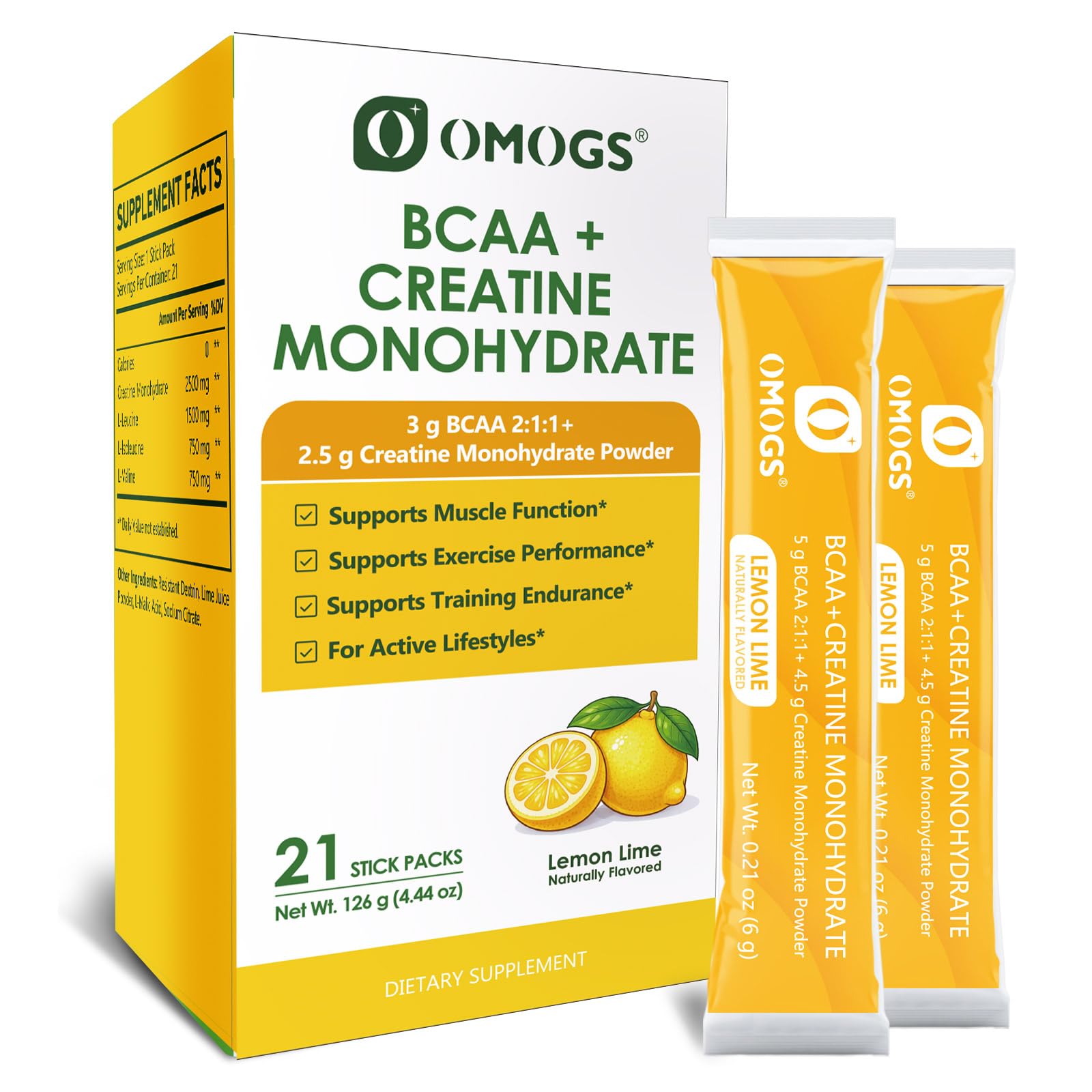 OMOGS Creatine Monohydrate + BCAA Powder 4.44
