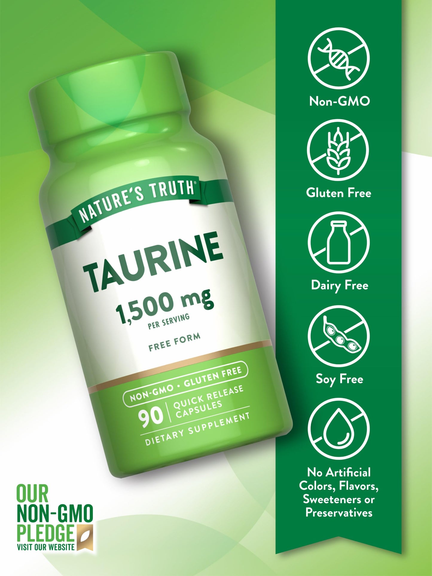 Nature's Truth Taurine 1500mg Supplement, 90 Capsules