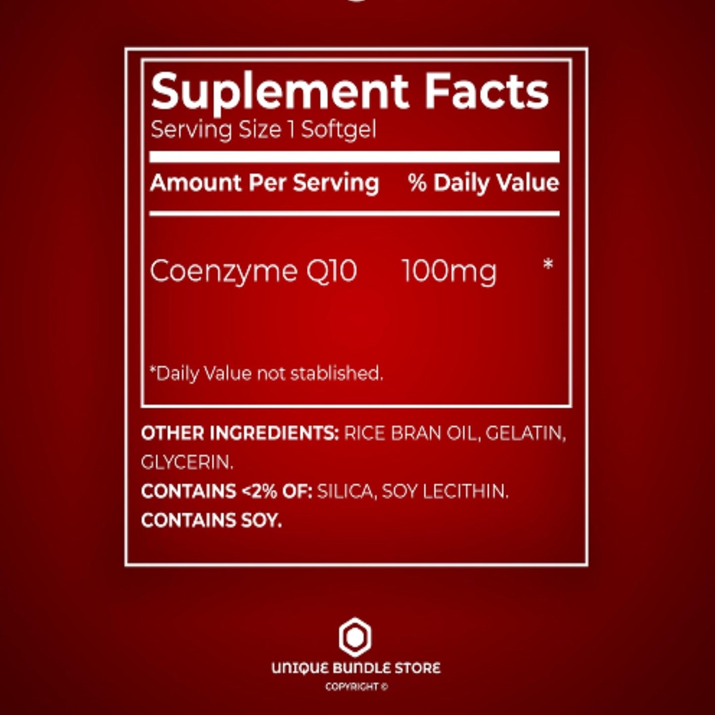 Unique Bundle Store CoQ10 100mg Softgel, 60 Count
