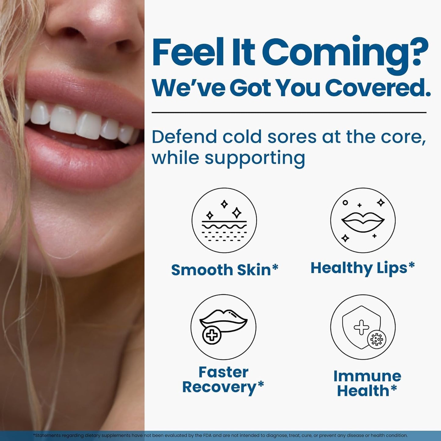 Clear Probiotics Lysine Cold Sore Treatment for Lips with Pre-Probiotics & Vitamin C Capsules 180