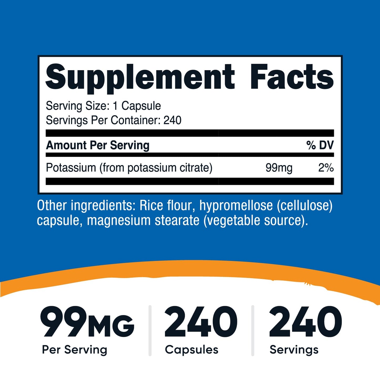 Nutricost Potassium Citrate 99mg Capsules, 240 Count