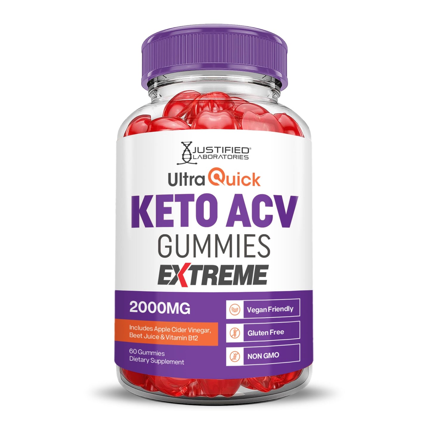 Justified Laboratories Ultra Quick Keto ACV Gummies Extreme (2000 mg) 60 Count