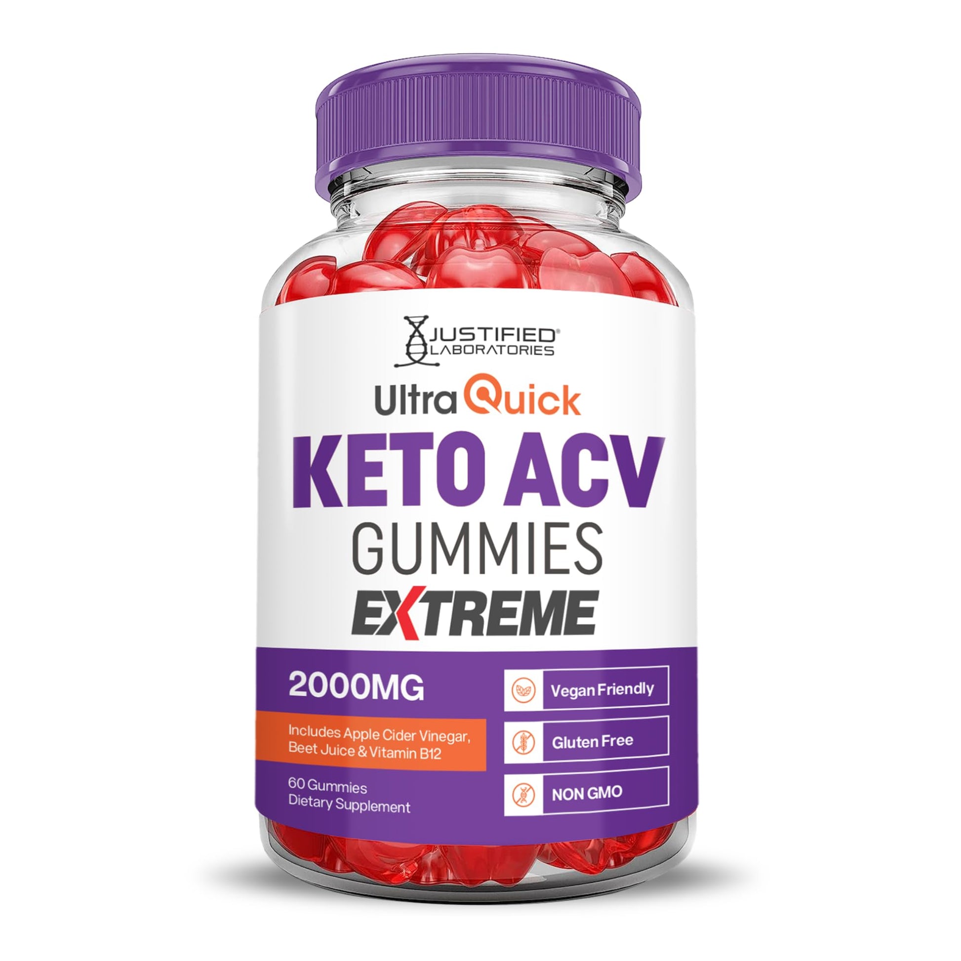 Justified Laboratories Ultra Quick Keto ACV Gummies Extreme Gummy, 60 Count