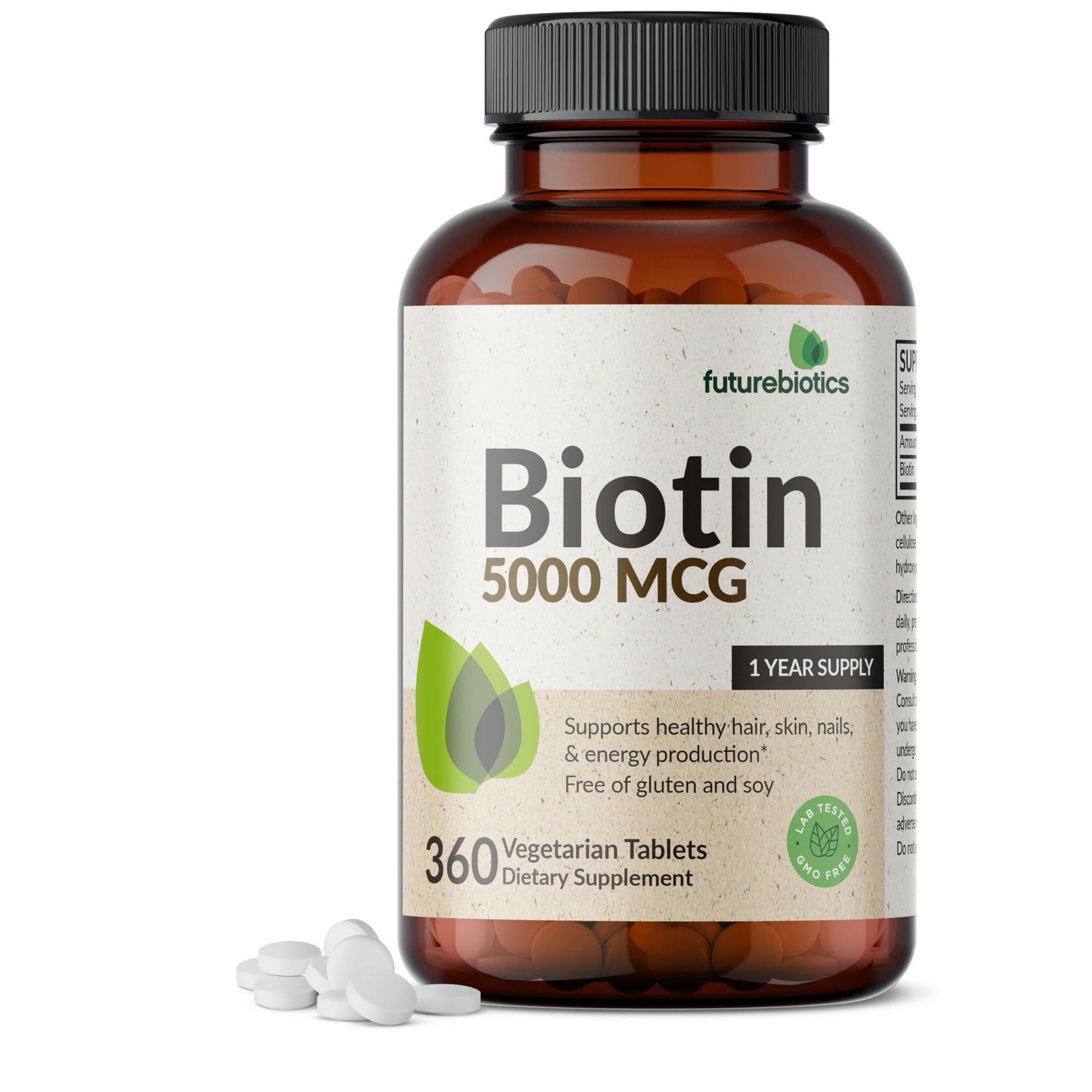 Futurebiotics Biotin 5000 MCG Tablets, 360 Vegetarian Tablets
