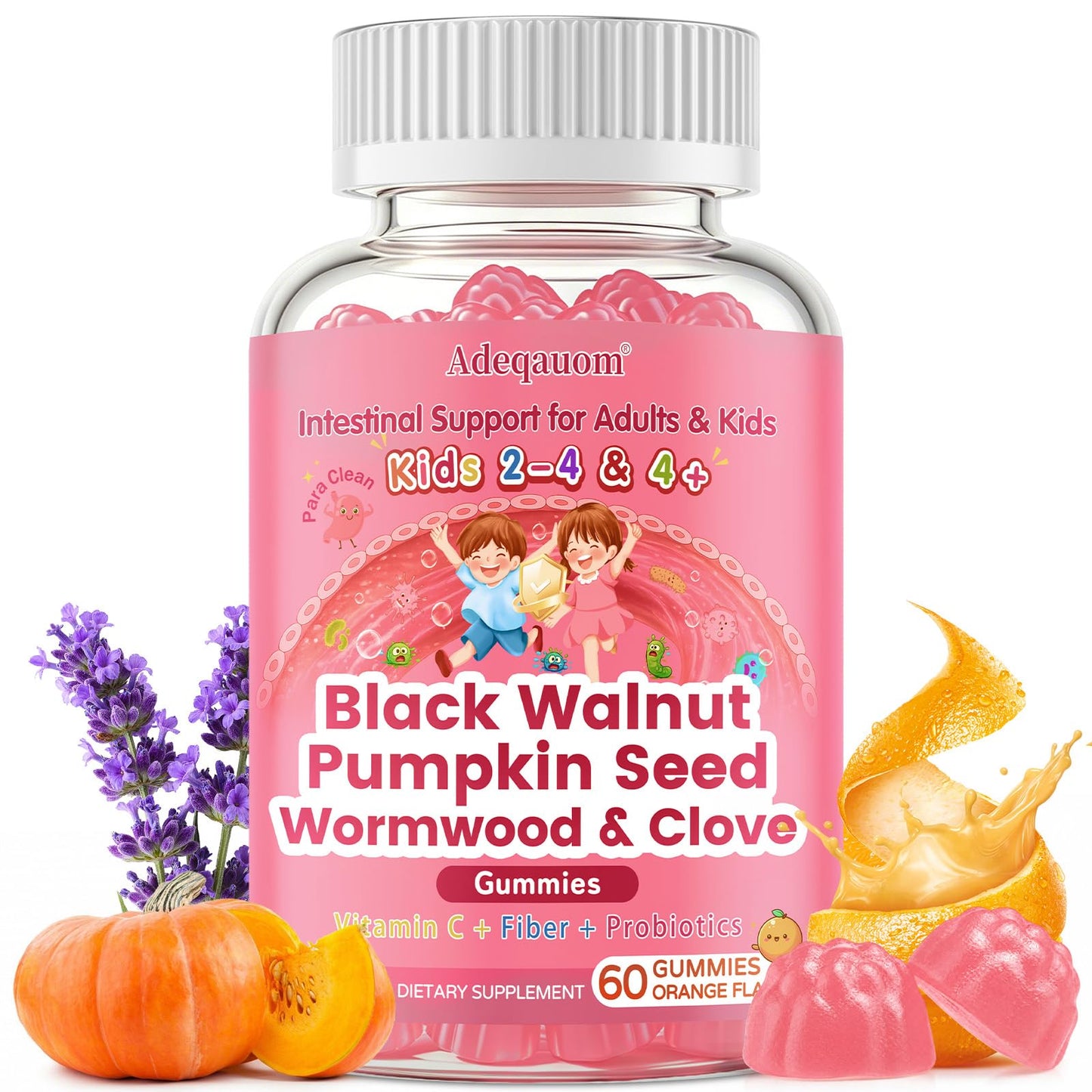 Adeqauom Parasite Cleanse Gummies for Humans & Kids 60 Count