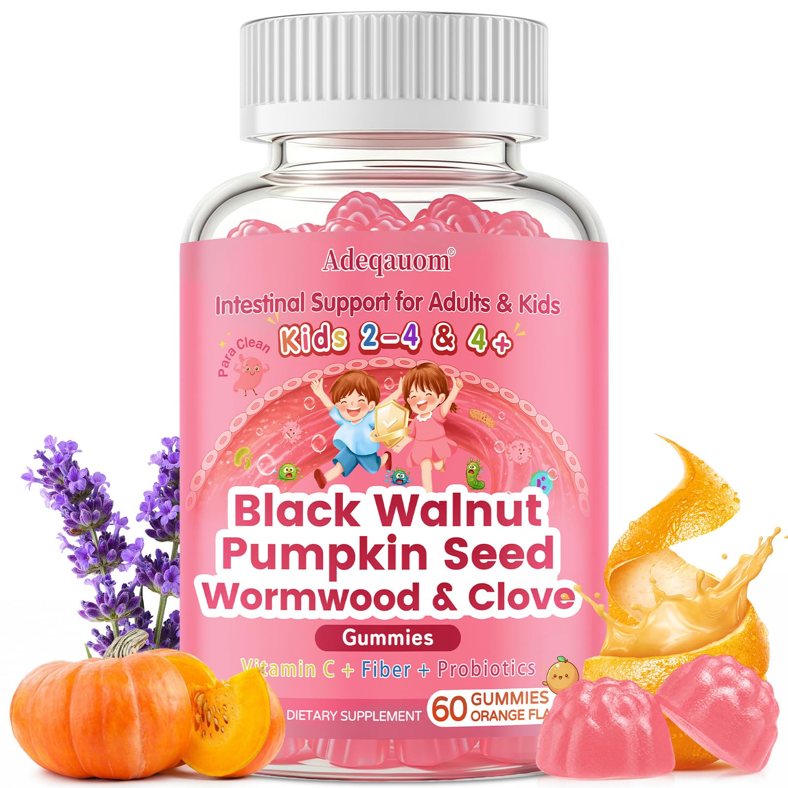 Adeqauom Parasite Cleanse Gummies for Humans & Kids 60 Count