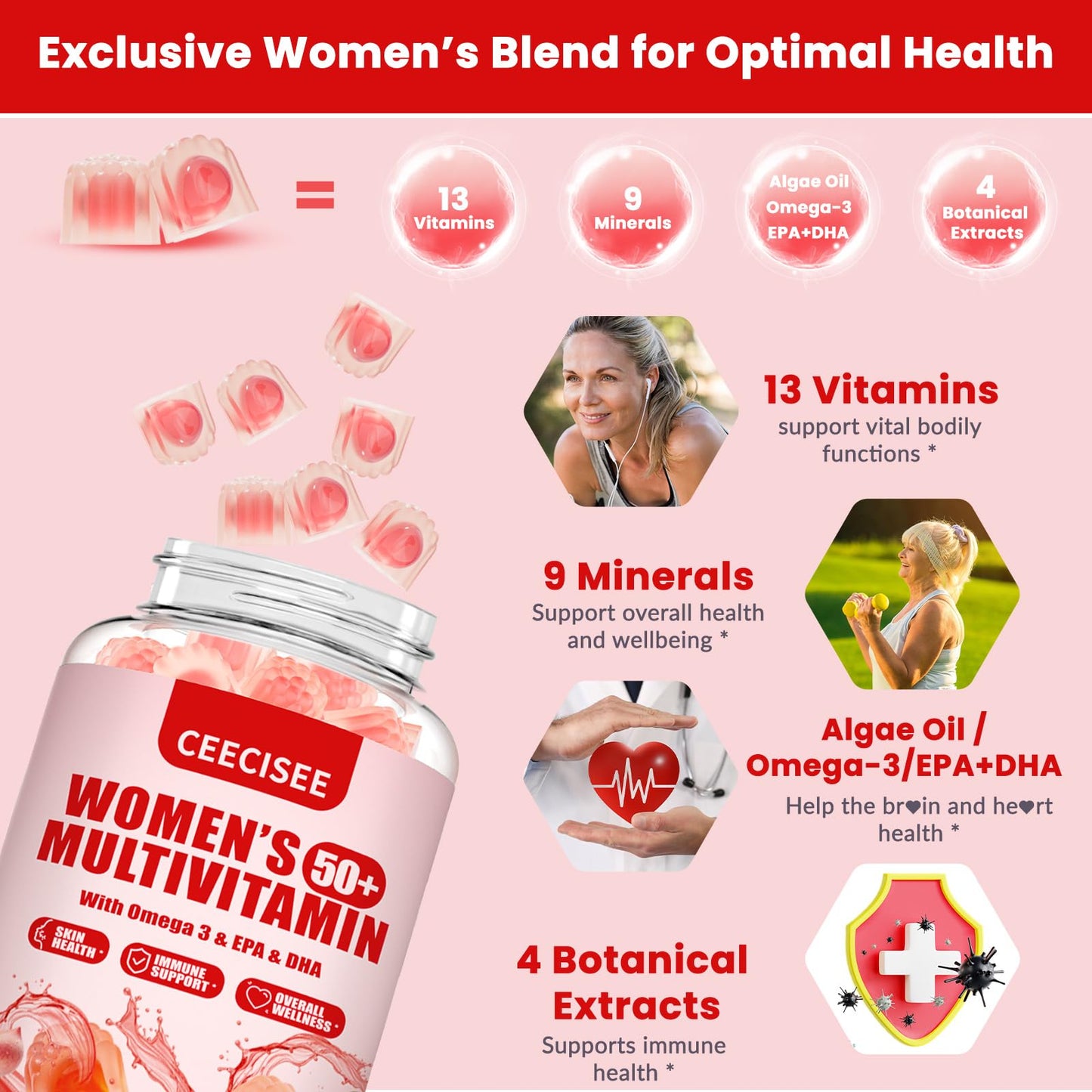 Ceecisee Vitamin Gummies for 50+ Women 120 Gummies