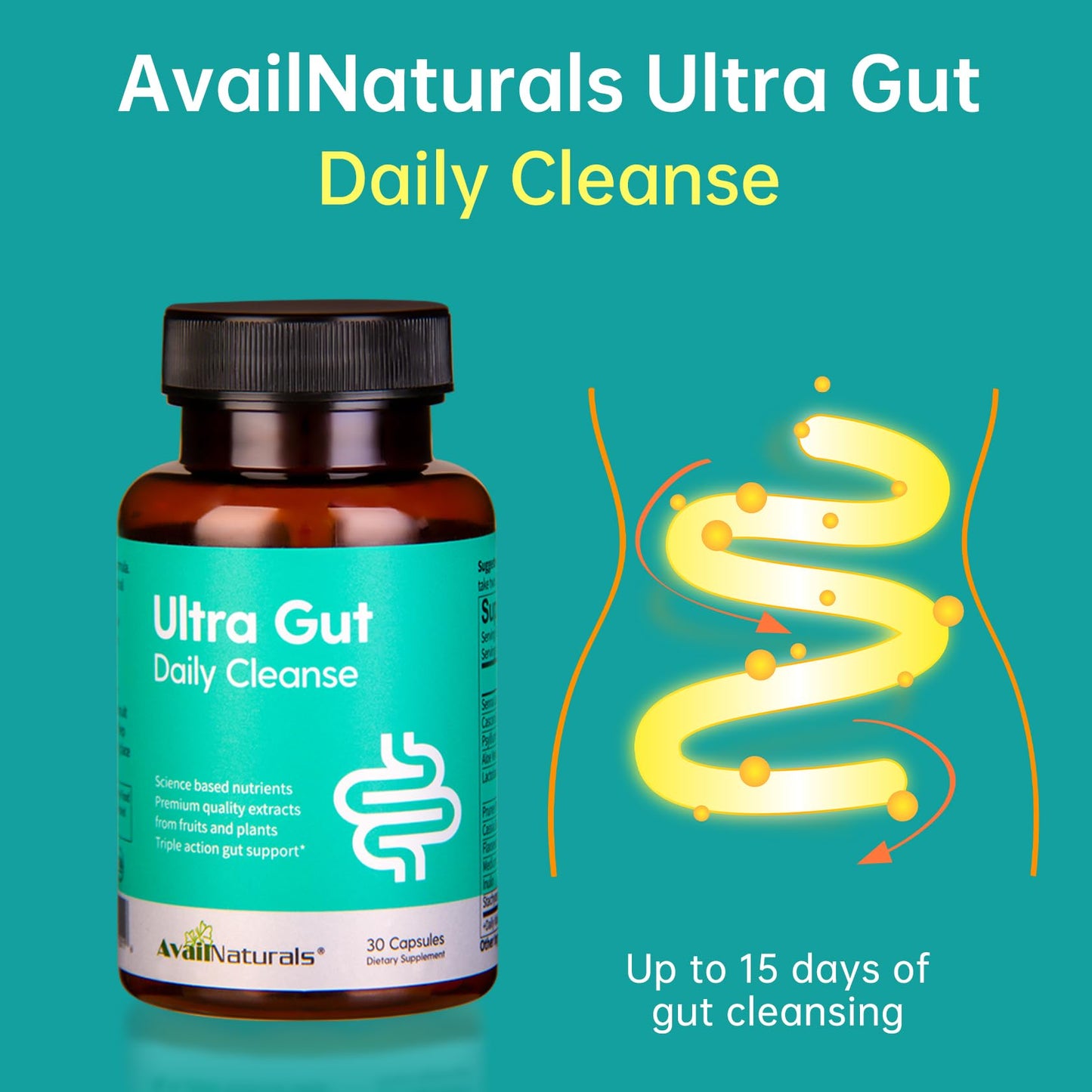 AvailNaturals Ultra Gut Daily Cleanse Capsules, 60 Count