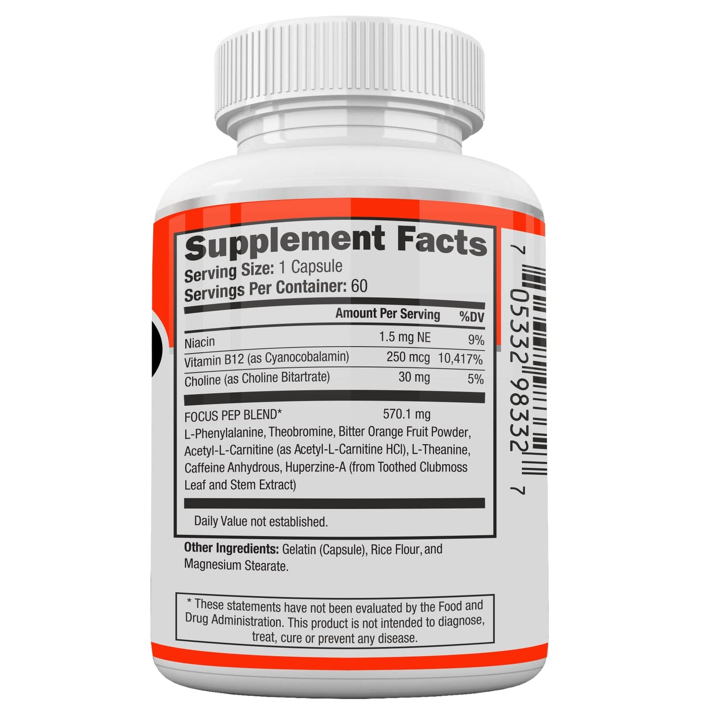 Focus Pep Over The Counter Stimulants Capsule, 120 Count