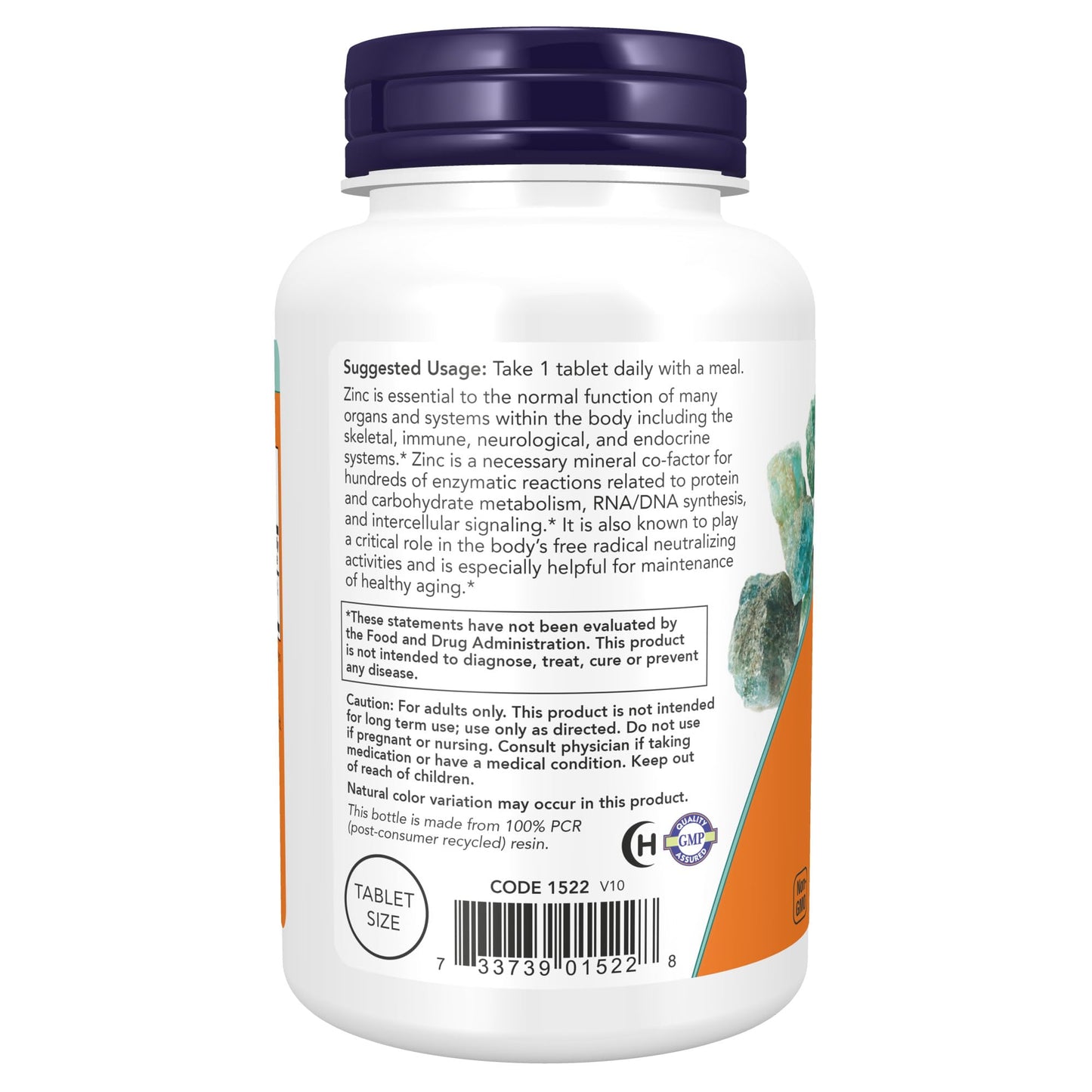 NOW Foods Zinc 50 mg Tablets 250 Count