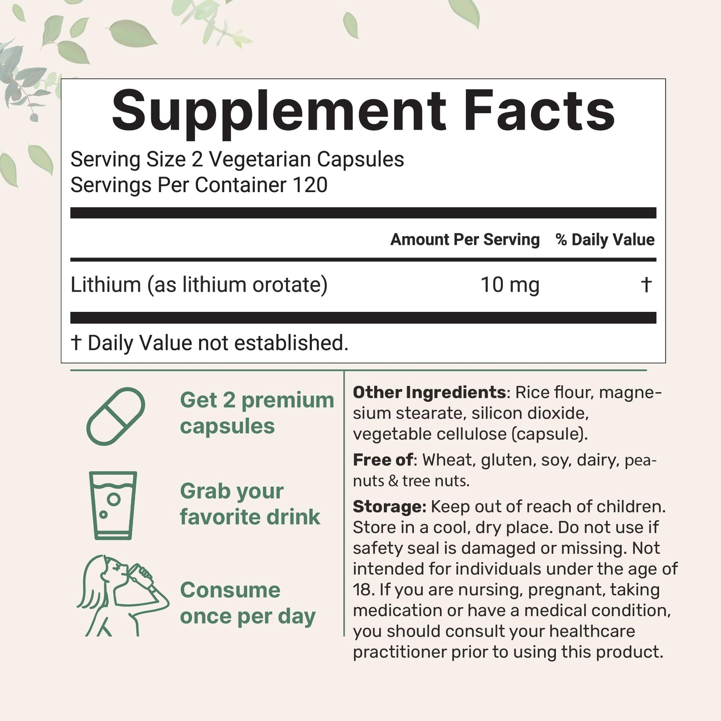 Micro Ingredients Lithium Orotate 10mg Capsule, 240 Capsules