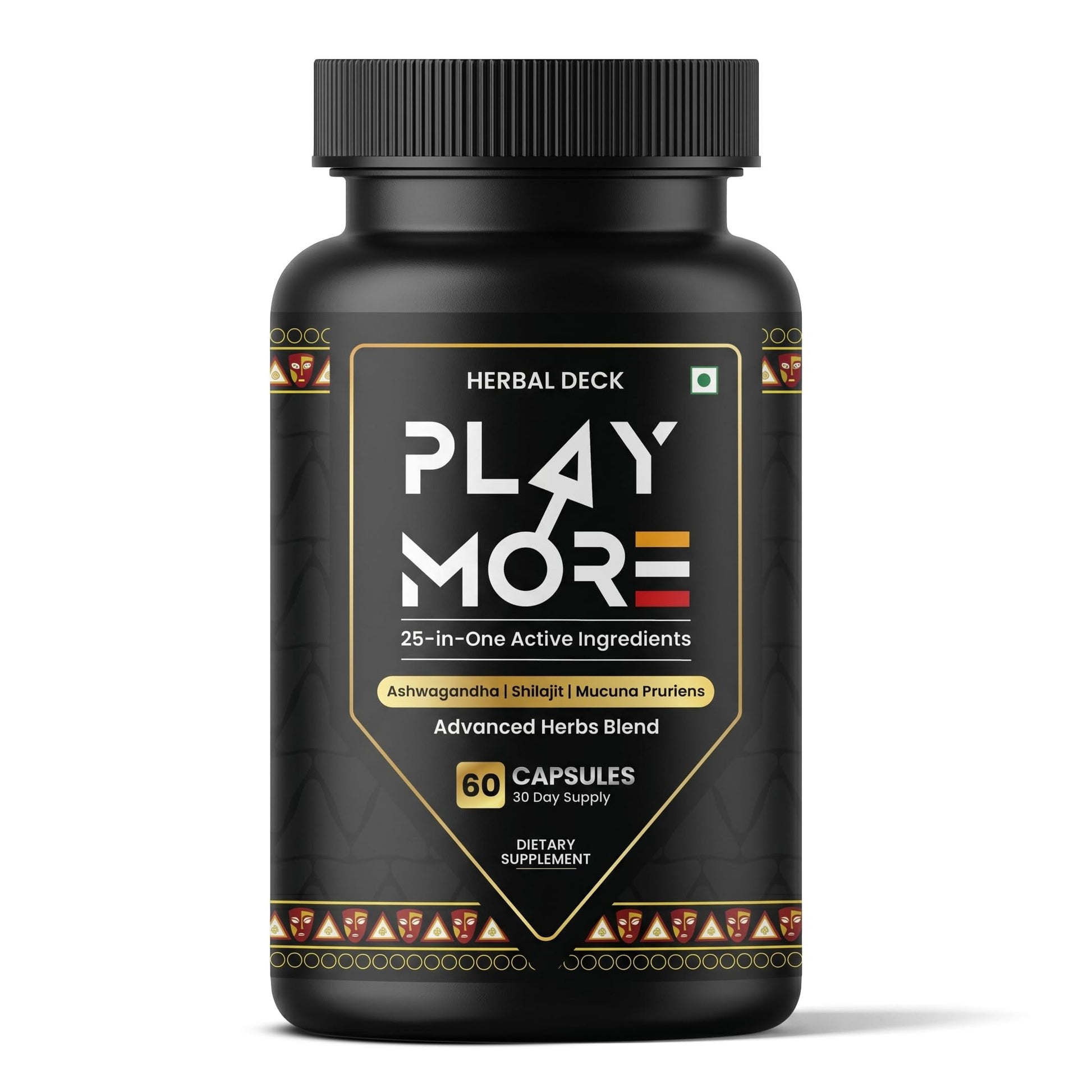 HERBAL DECK Play More Men's Herbal Supplement 60 Capsules