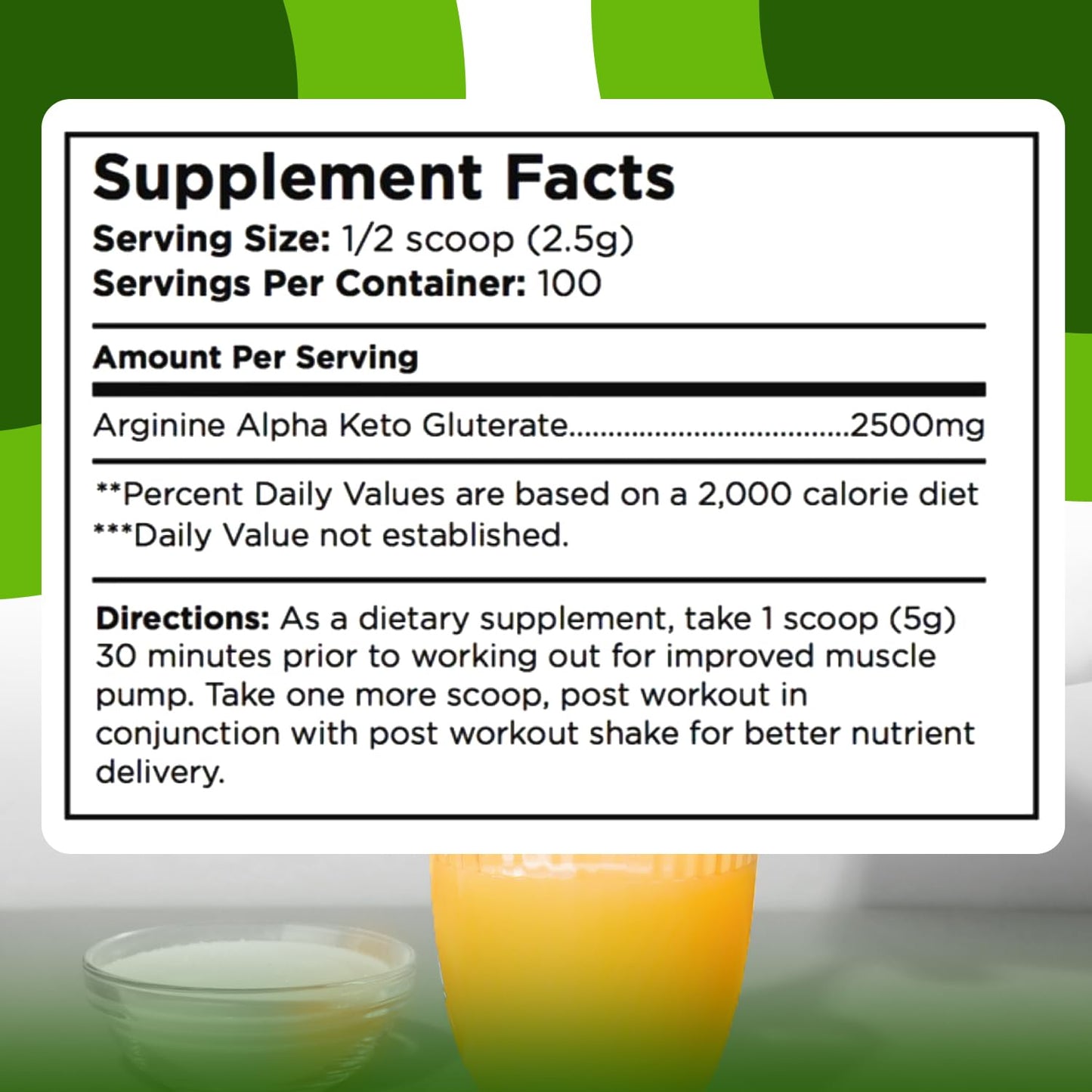 NutraForce L-Arginine Alpha-Keto Glutarate Powder, 8.82 oz