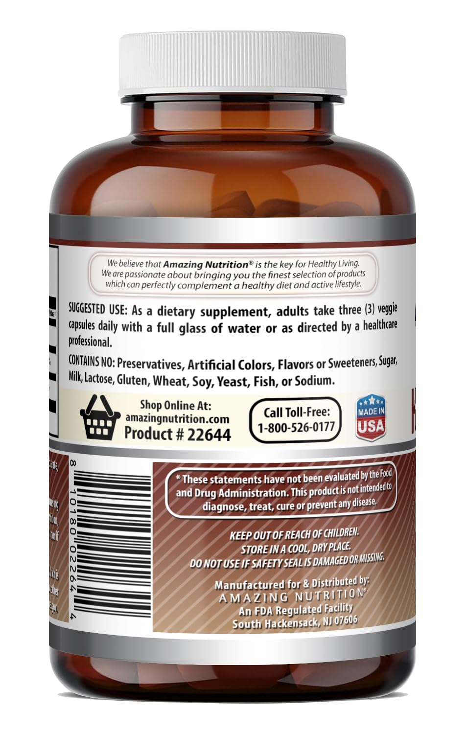 Amazing Nutrition Konjac Root Supplement Capsules, 180 Capsules