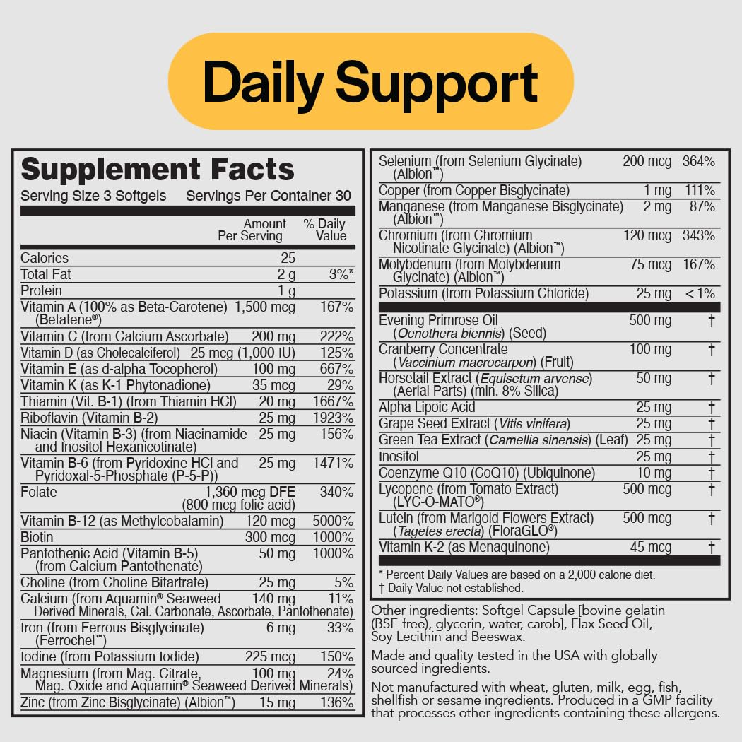 PureFormulas Women's Multivitamin for Daily Wellness, Energy, and Vitality Softgel 60 Count