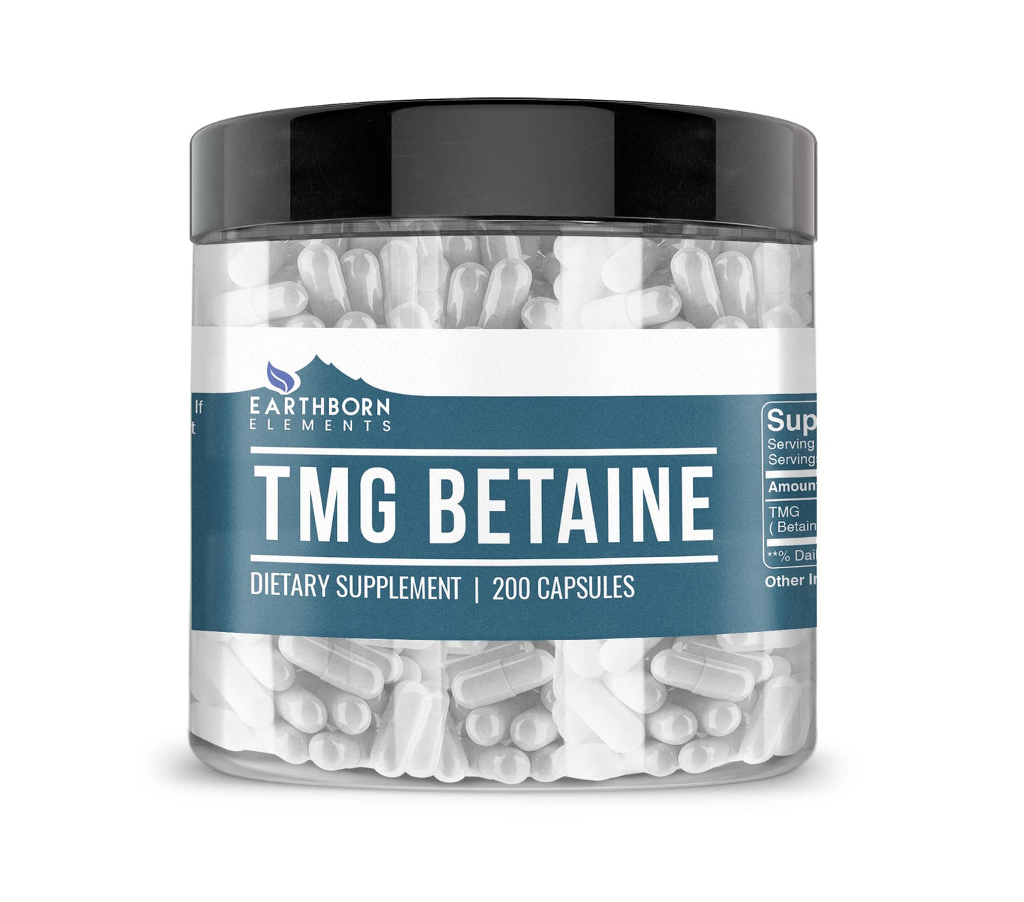 Earthborn Elements TMG Betaine Anhydrous Trimethylglycine Capsules 200 Capsules
