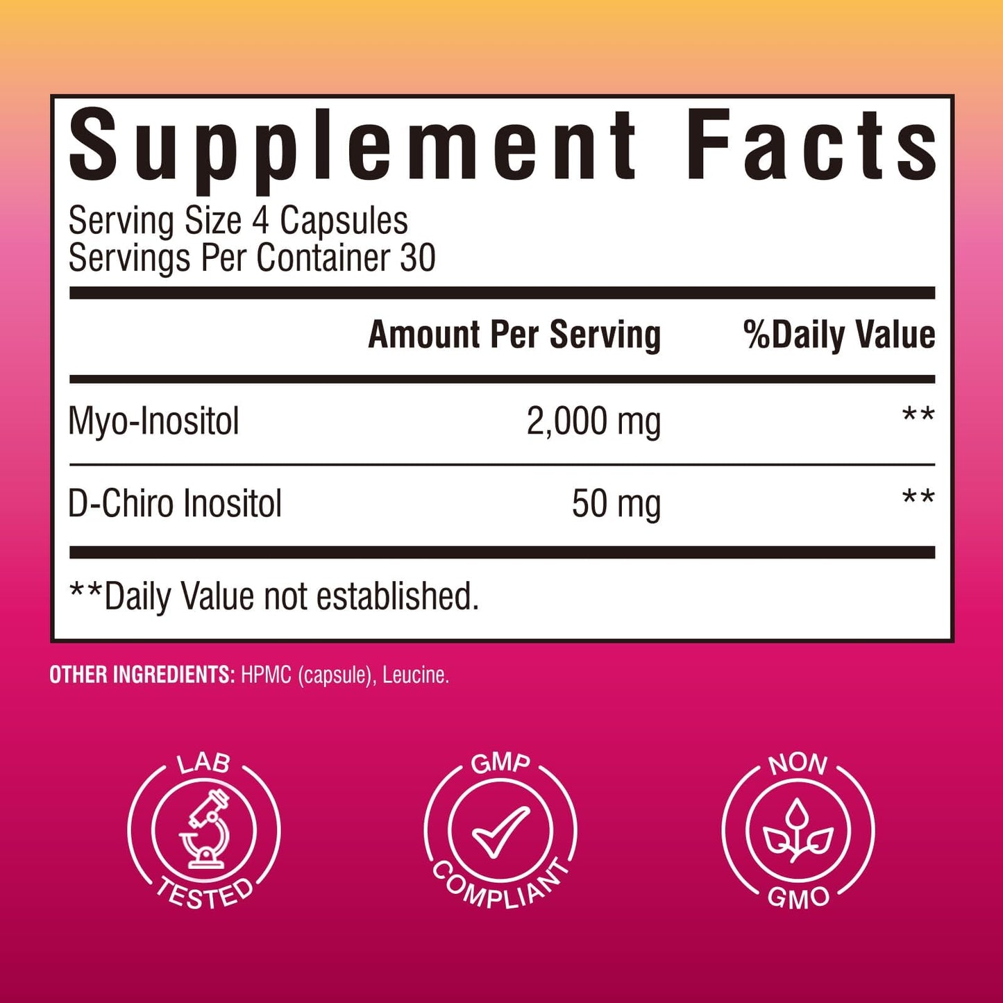 Vitalibre Inositol Supplement, Myo-Inositol & D-Chiro Inositol for Women, 40:1 Ideal Ratio, Hormone Balance and Women’s Wellness Capsule 120 Count