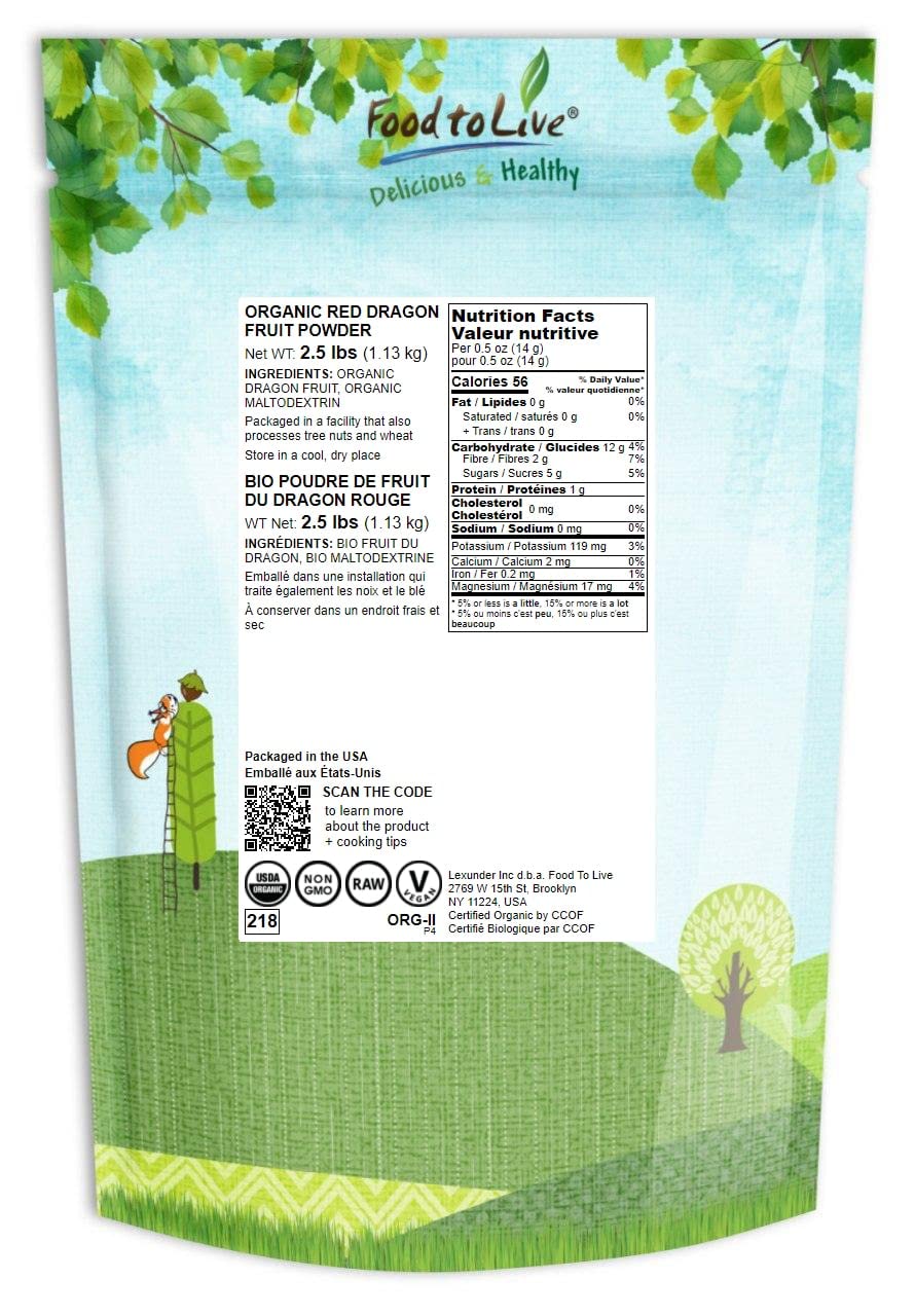 Food to Live Organic Dragon Fruit Juice Powder, 40 Ounces