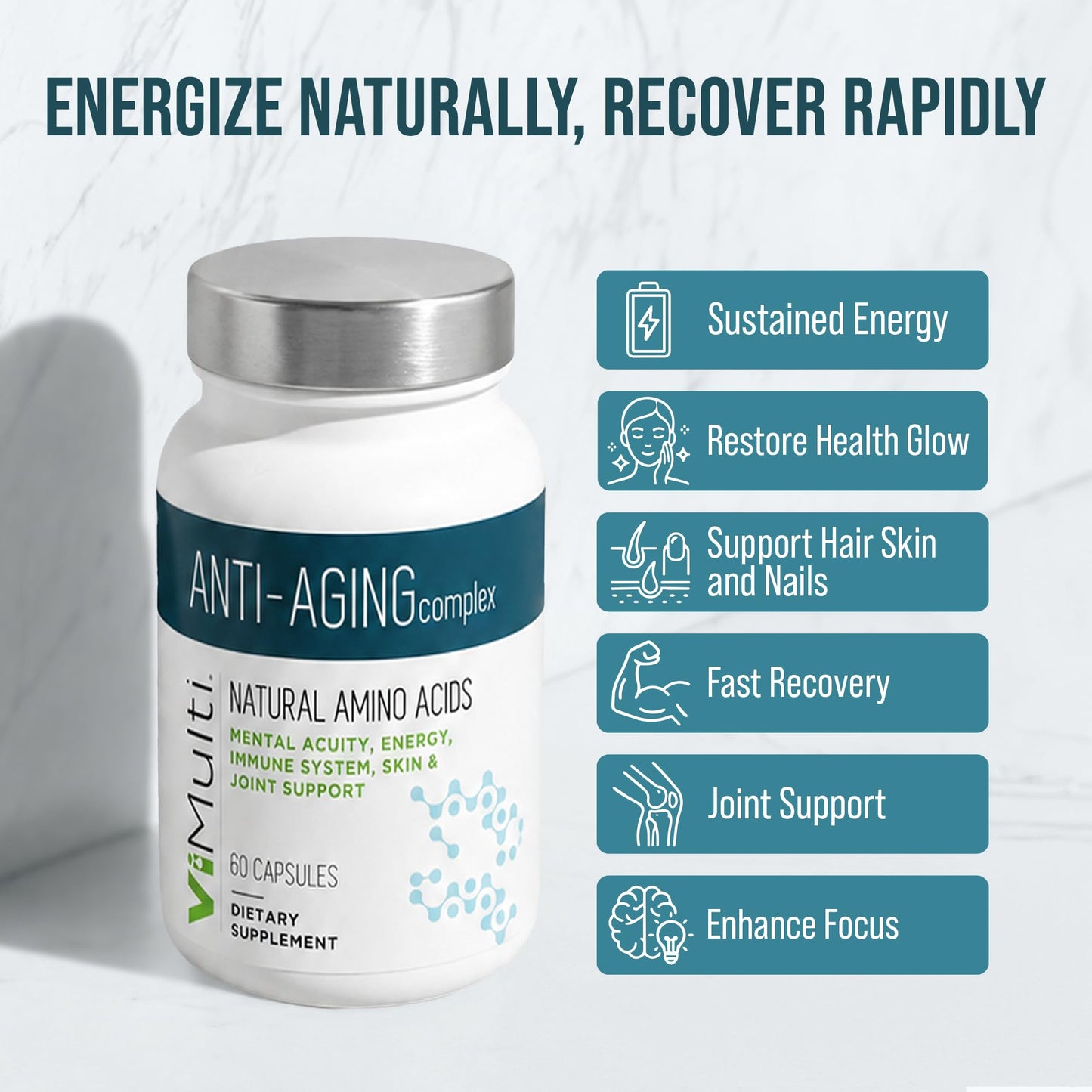 ViMulti Anti-Aging Complex Amino Acid Dietary Supplement 120 Capsules