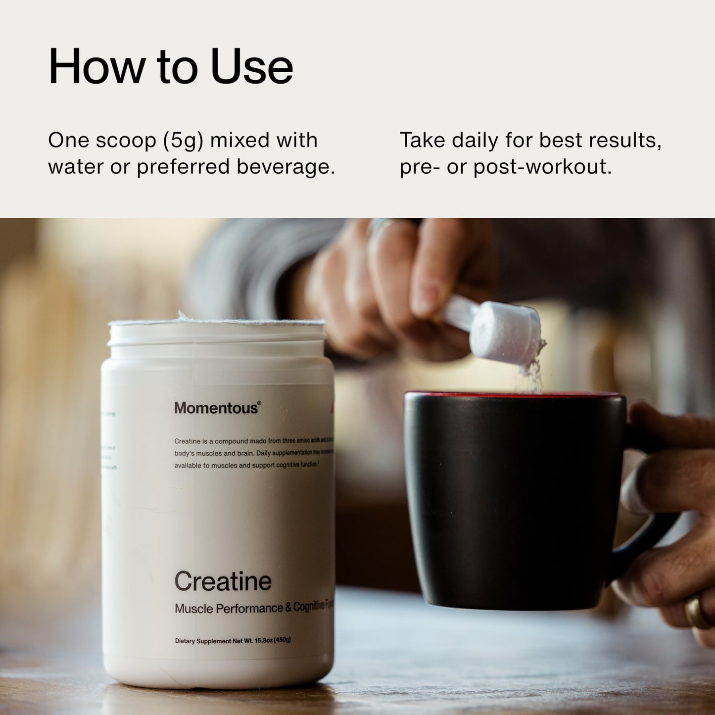 Momentous Creatine Monohydrate Powder, 90 Servings