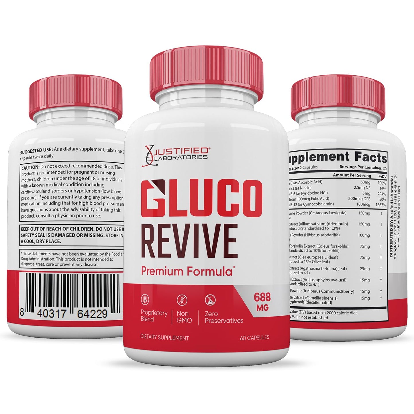 Justified Laboratories Gluco Revive 120 Capsules