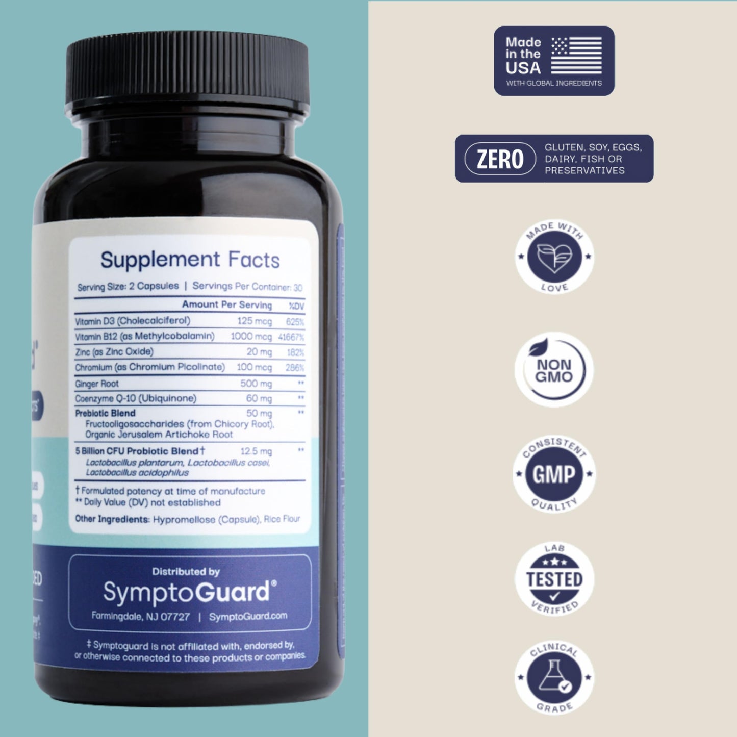 SymptoGuard Natural GLP-1 Supplement 60 Capsules
