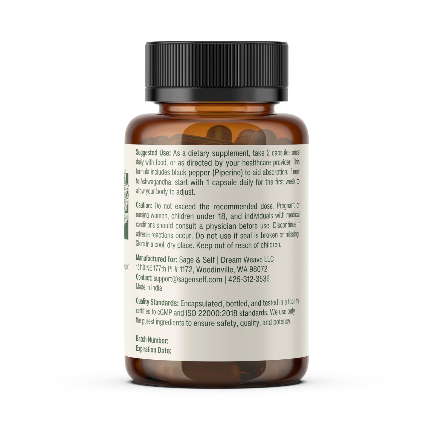 Sage & Self Ashwagandha Calm Focus Capsules 60 Count