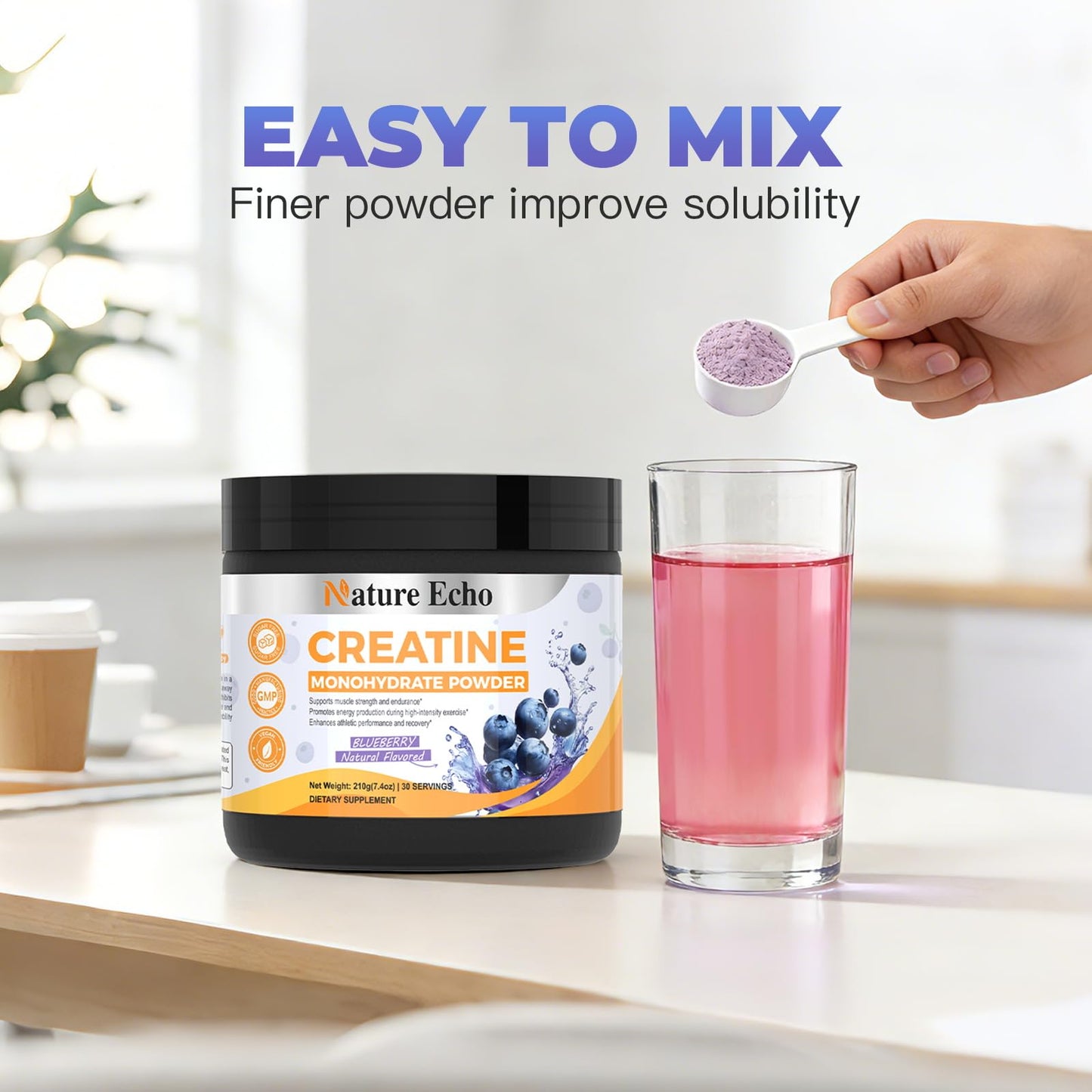 Nature Echo Creatine Monohydrate Powder 7.4 Ounce