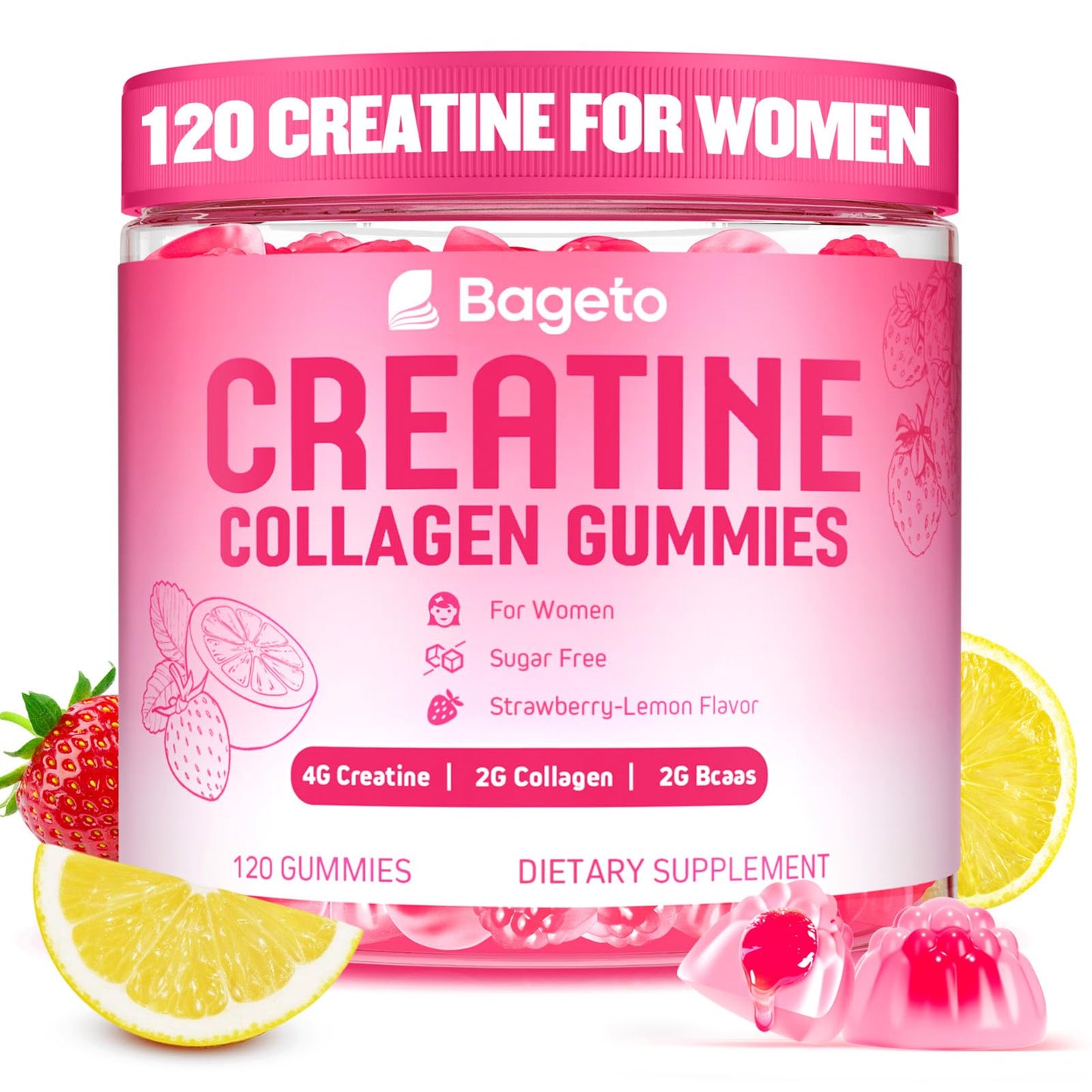 Bageto Creatine Monohydrate Gummies, 120 Count