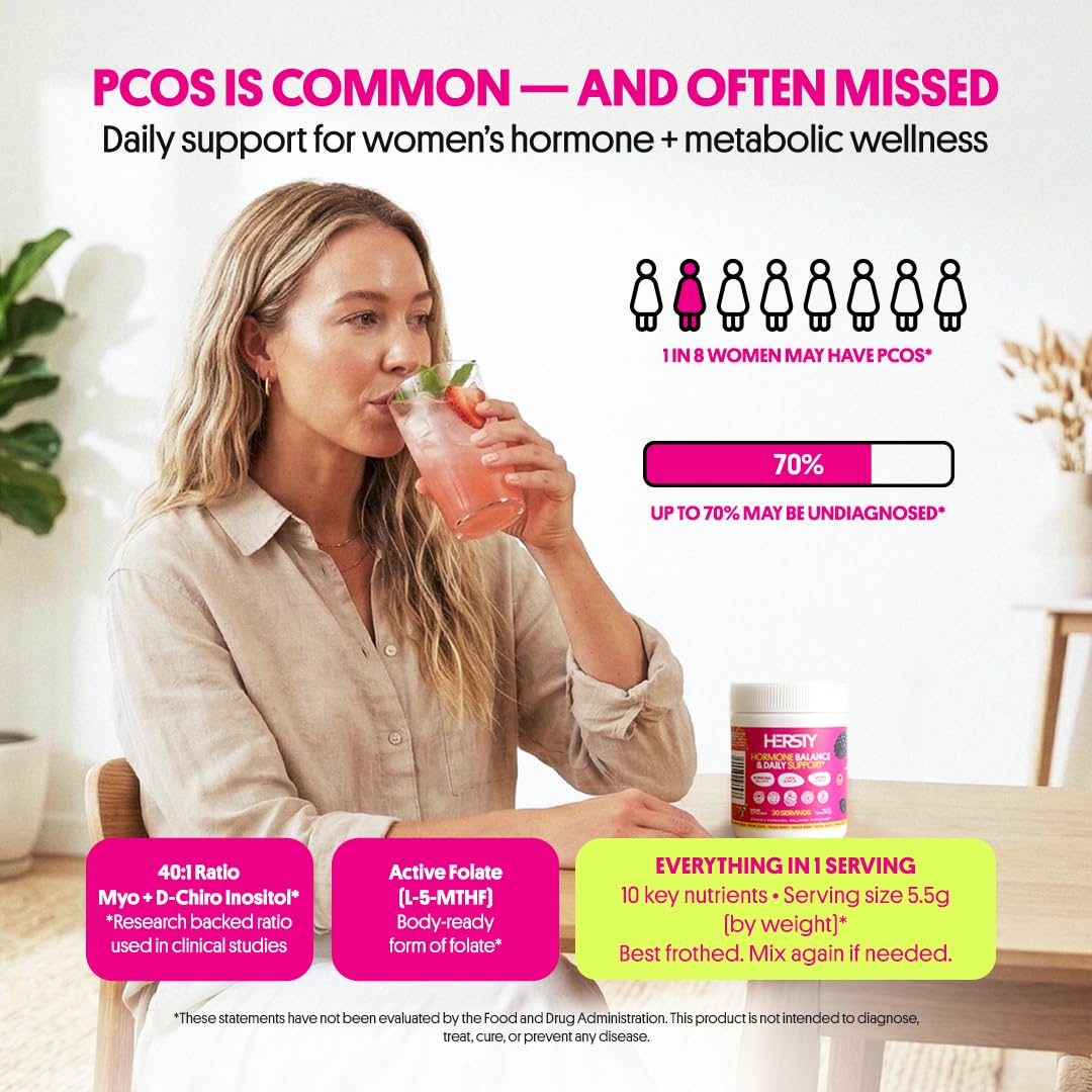 HERSTY Myo-Inositol & D-Chiro Inositol 40:1 Magnesium Powder for Women, 5.8 oz