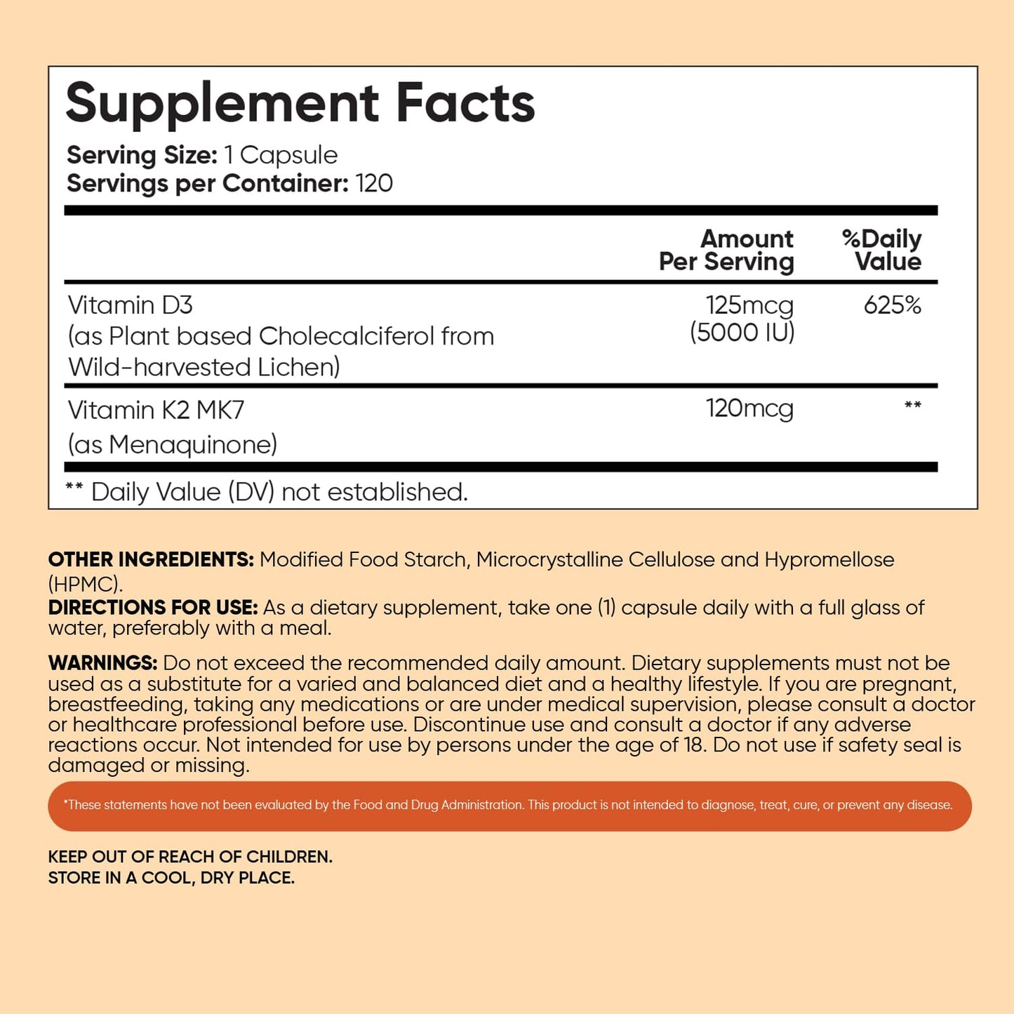 WeightWorld Vitamin D3 K2 5000IU Capsules, 120 Count