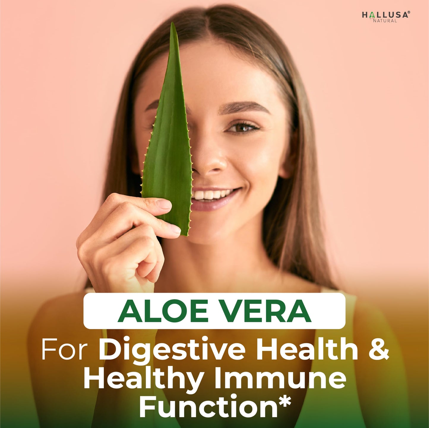 Hallusa Natural HallAloe Aloe Vera Supplement Capsules, 1000mg per Serving, 60 Count