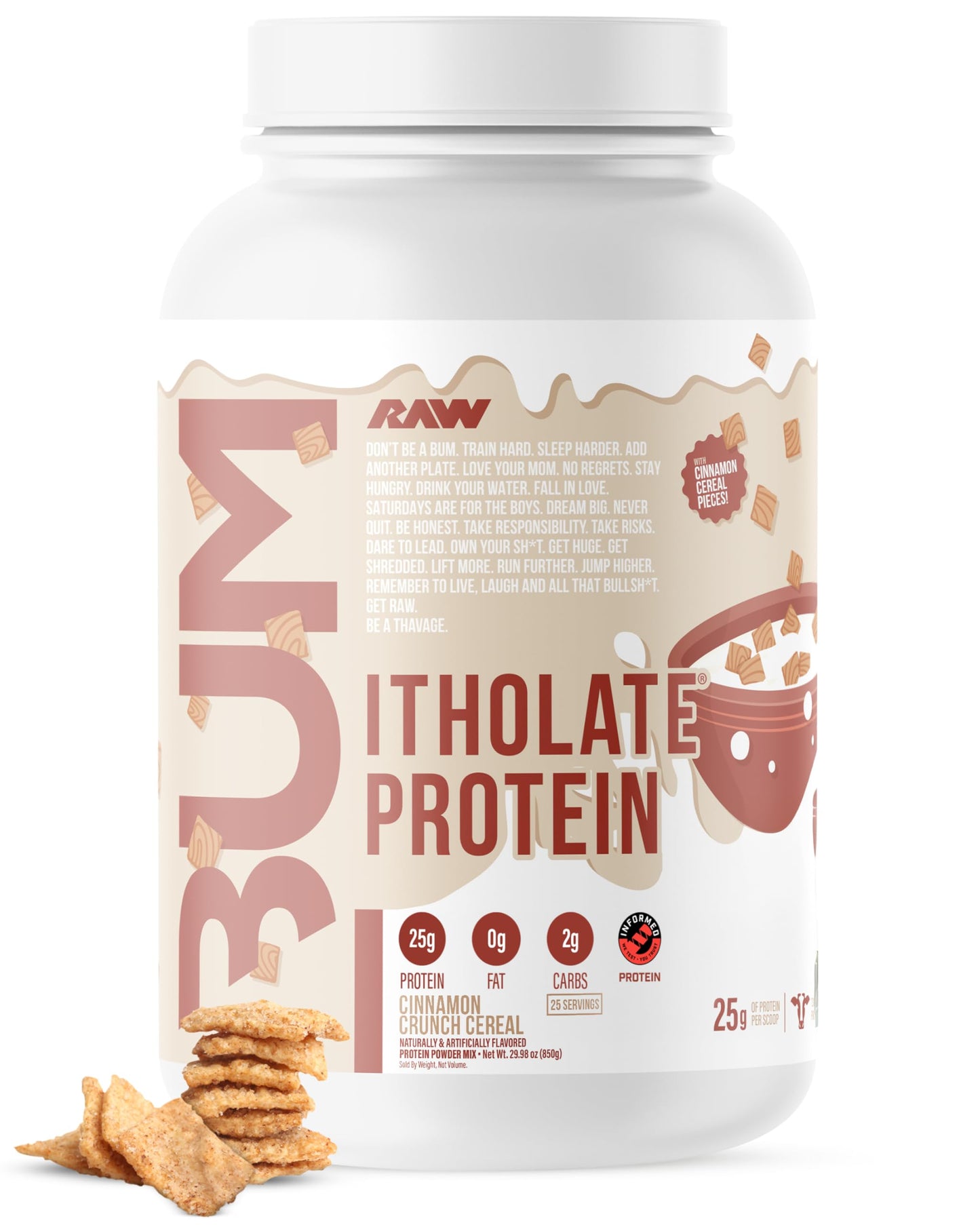 RAW Whey Protein Isolate Powder Cinnamon Crunch - 25 Servings