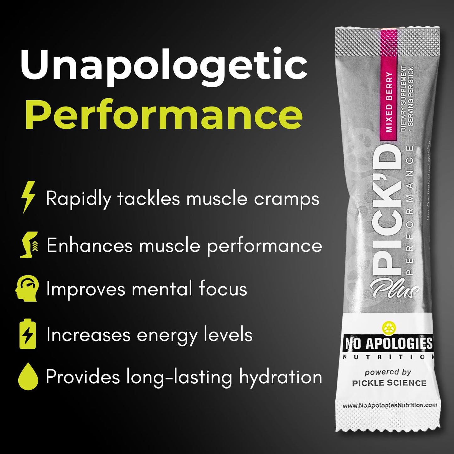 No Apologies Nutrition Pick’d Performance Plus Powder, 12 Ounce