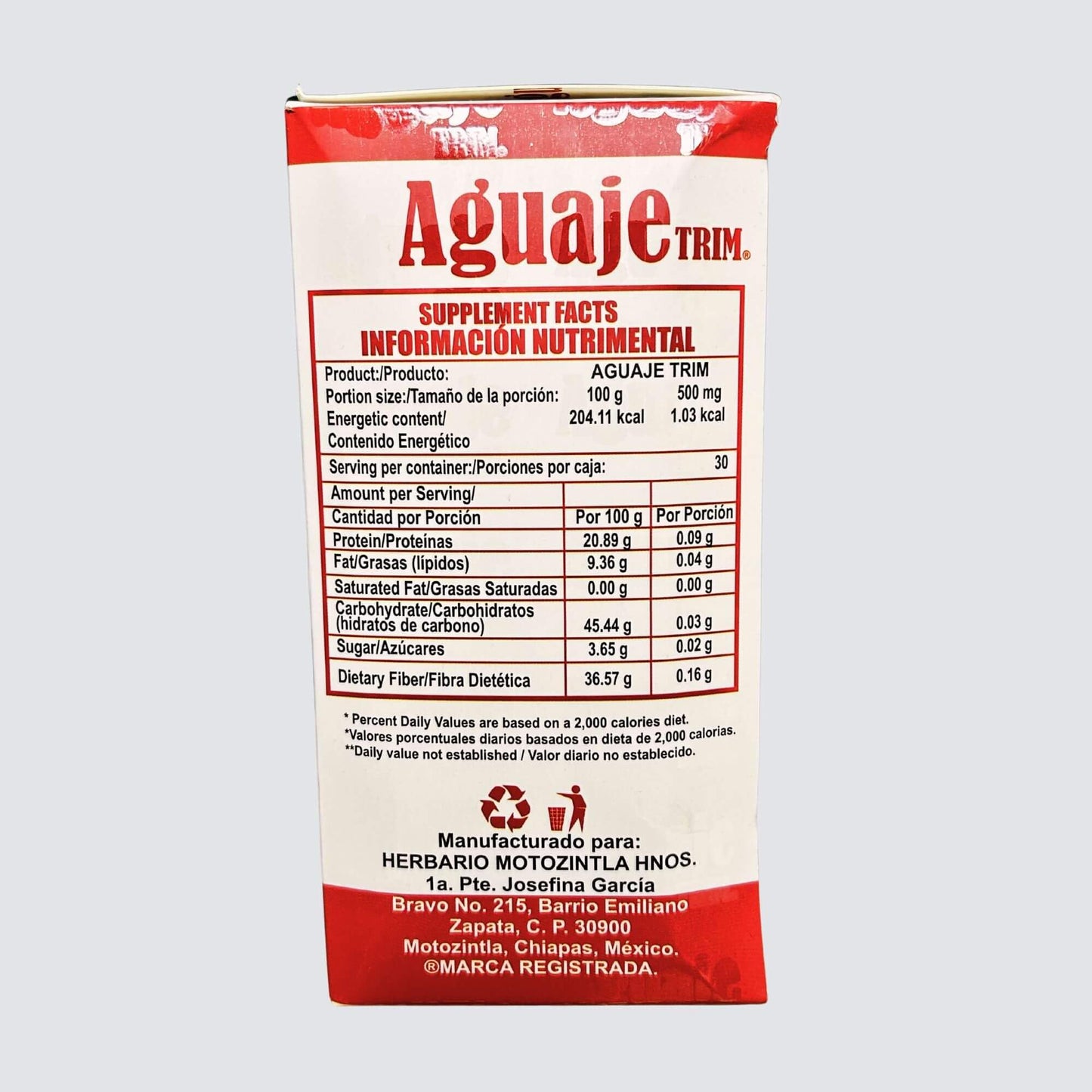Generic Aguaje Trim Dietary Supplement Caplet 30 Count