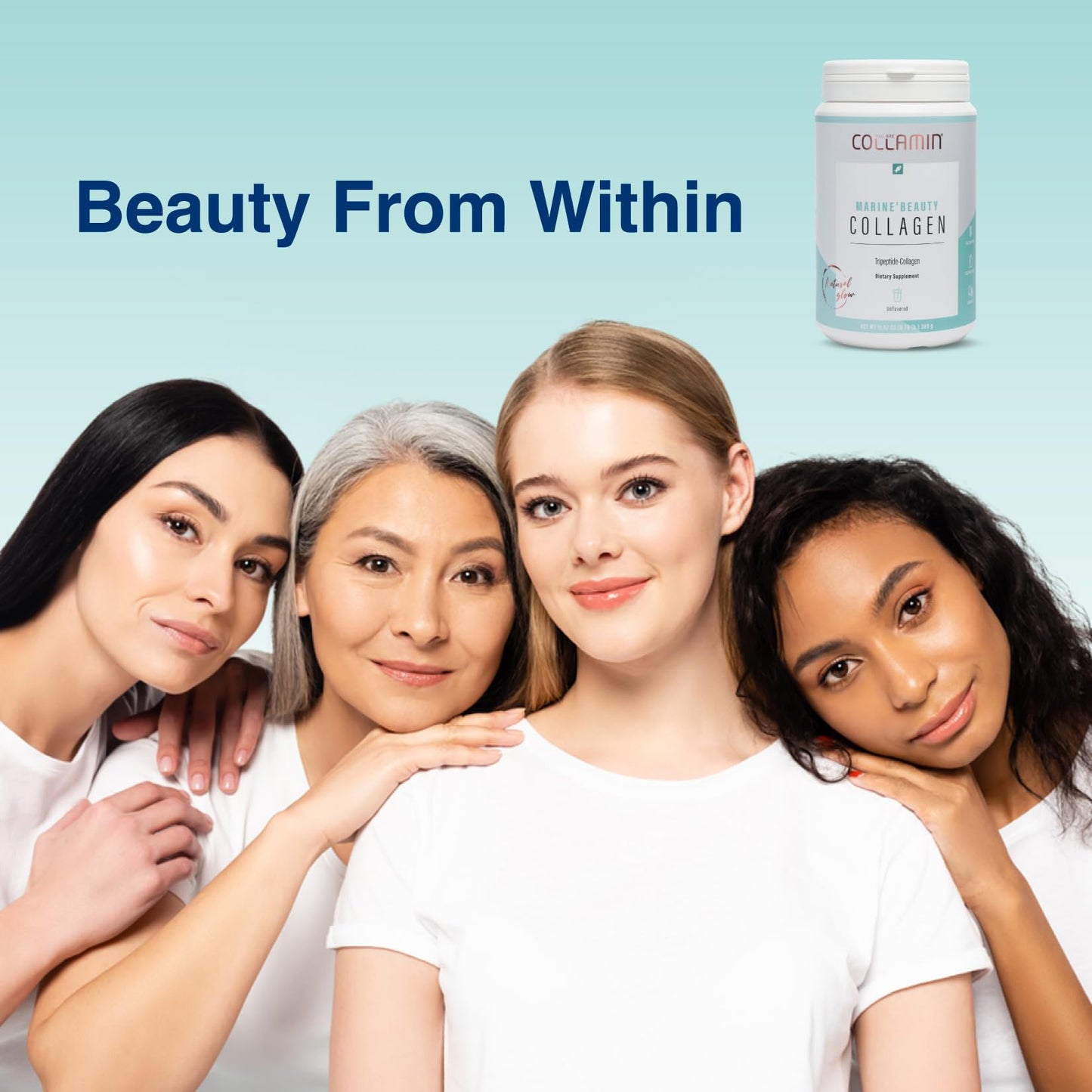 Collamin Marine Beauty Hydrolyzed Tripeptide Marine Collagen Powder from Wild-Caught Fish - Bioavailable with Essential Amino Acids, Supports Skin, Hair, Nails, Joints & Bones - 11.57 Ounce