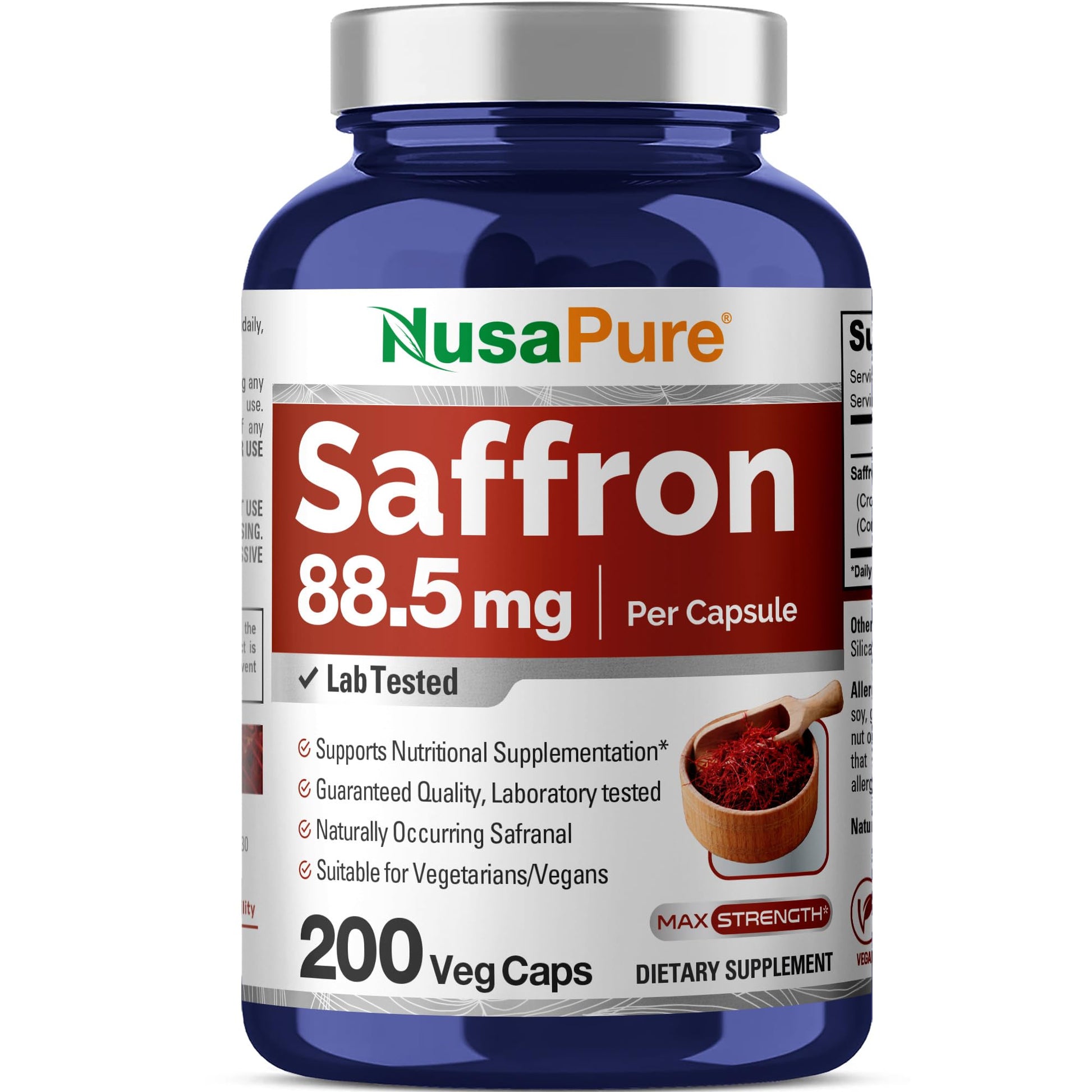 NusaPure Saffron Extract 88.5mg Capsules, 180 Count