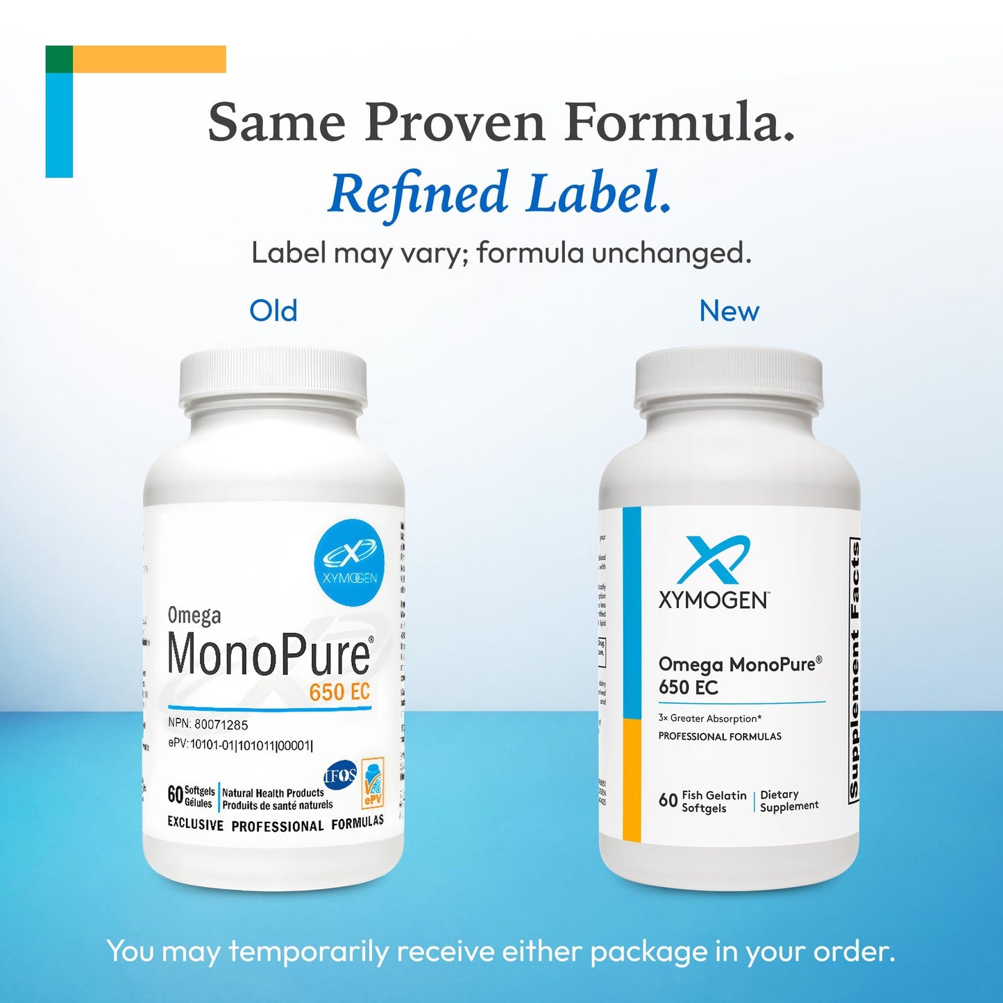 XYMOGEN Omega MonoPure 650 EC DHA & EPA Omega-3 Fish Oil Monoglyceride High Absorption Softgels, 60 Softgels